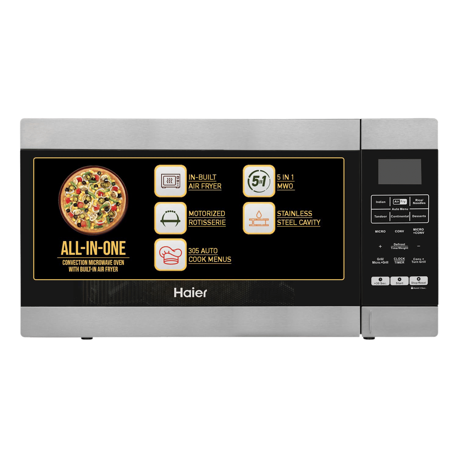 Haier 30L Convection Microwave Oven with 305 Auto Cook Menu (HIL3001ARSB, Black)_1