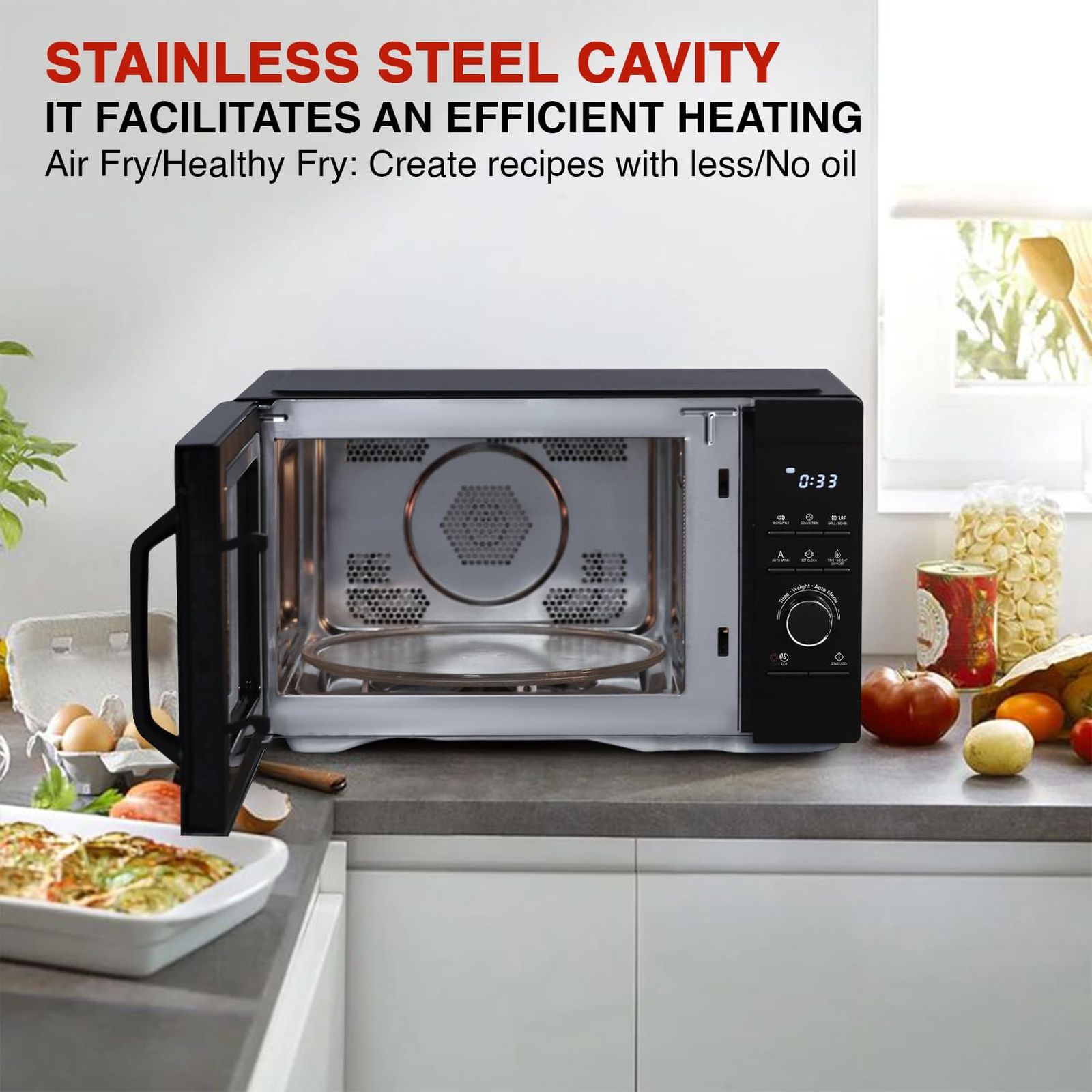 SHARP Kamando-C29 29L Convection & Grill Microwave Oven with Healthy Fry (R-929KN-K/W, Black & White) SHARP Kamando-C29 29L Convection & Grill Microwave Oven with Healthy Fry (R-929KN-K/W, Black & White)_5