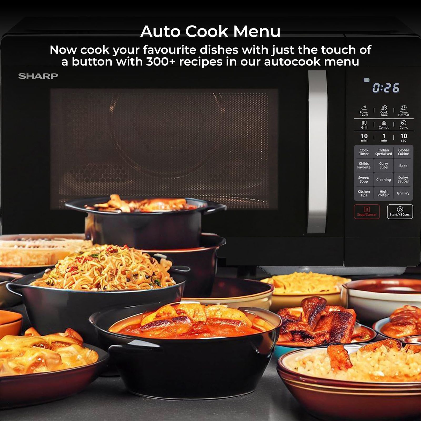 SHARP Kamando-C27 27L Convection Microwave Oven with Healthy Fry (R-827KN-K, Black) SHARP Kamando-C27 27L Convection Microwave Oven with Healthy Fry (R-827KN-K, Black)_6