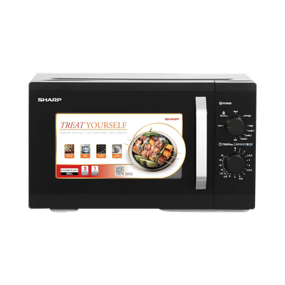 SHARP Hikari-G25 25L Grill Microwave Oven with Quick Start (R-625KN-K/W, Black & White)