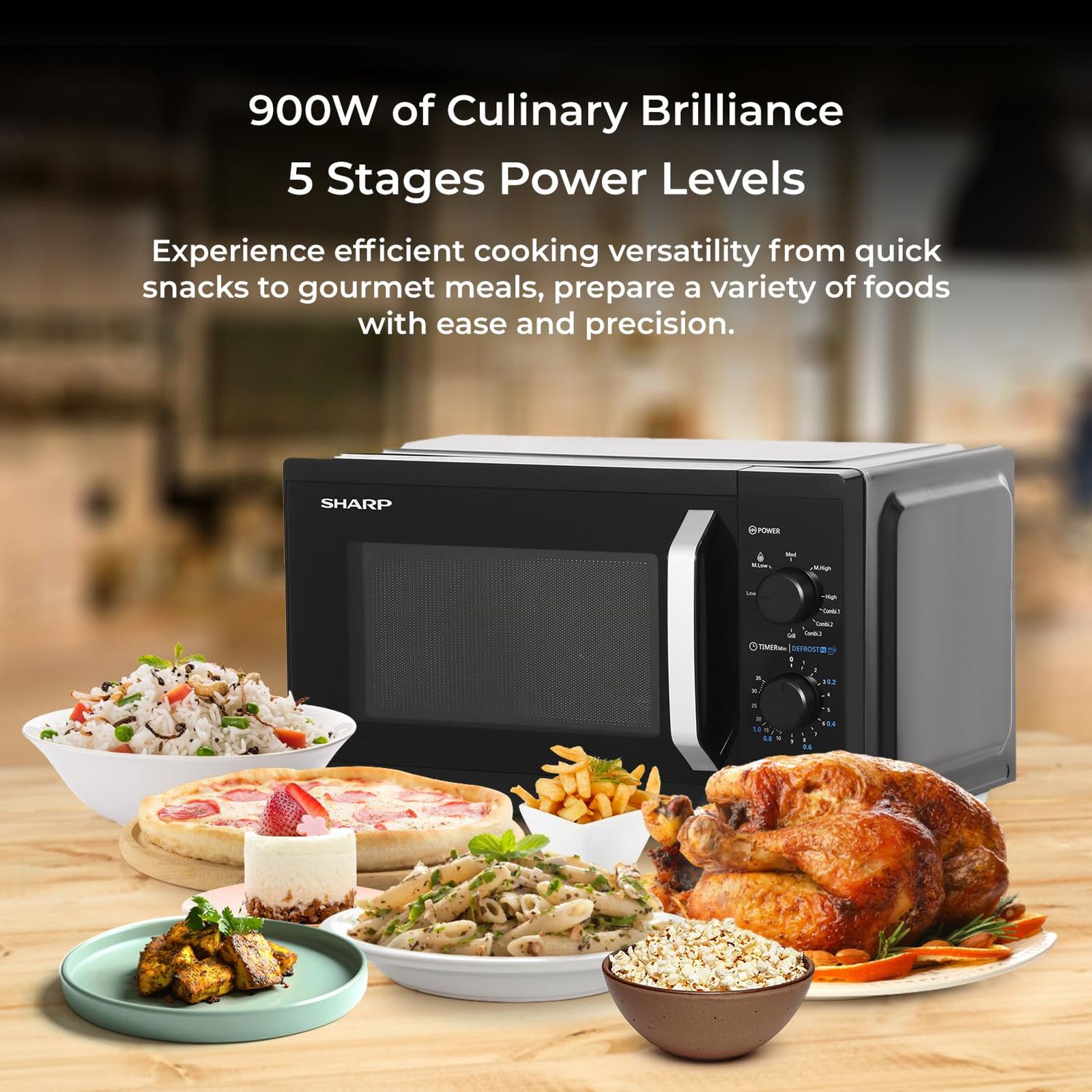 SHARP Hikari-G25 25L Grill Microwave Oven with Quick Start (R-625KN-K/W, Black & White)_12
