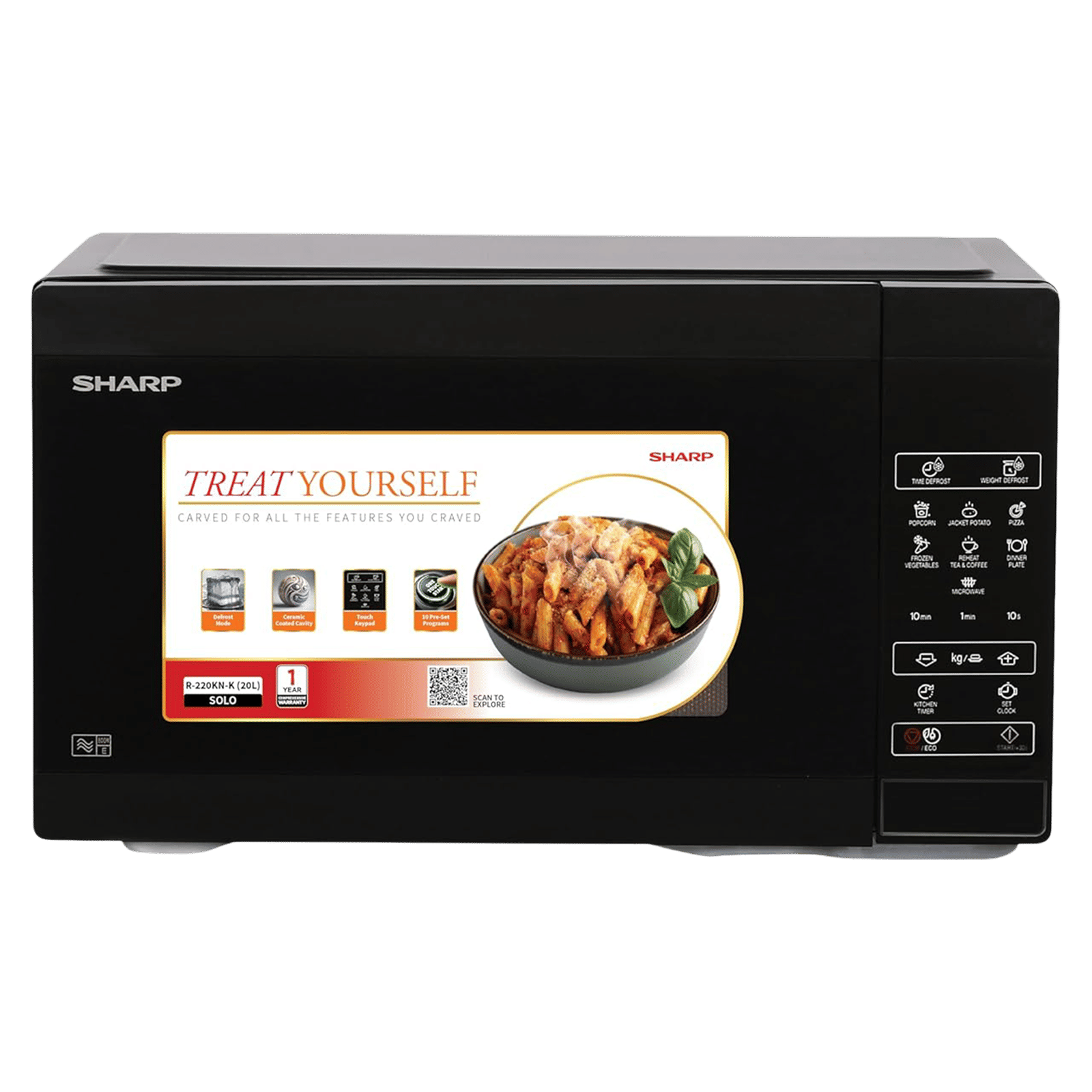 SHARP Sakura-S20 20L Solo Microwave Oven with Quick Start (R-220KN-K, Black)_1