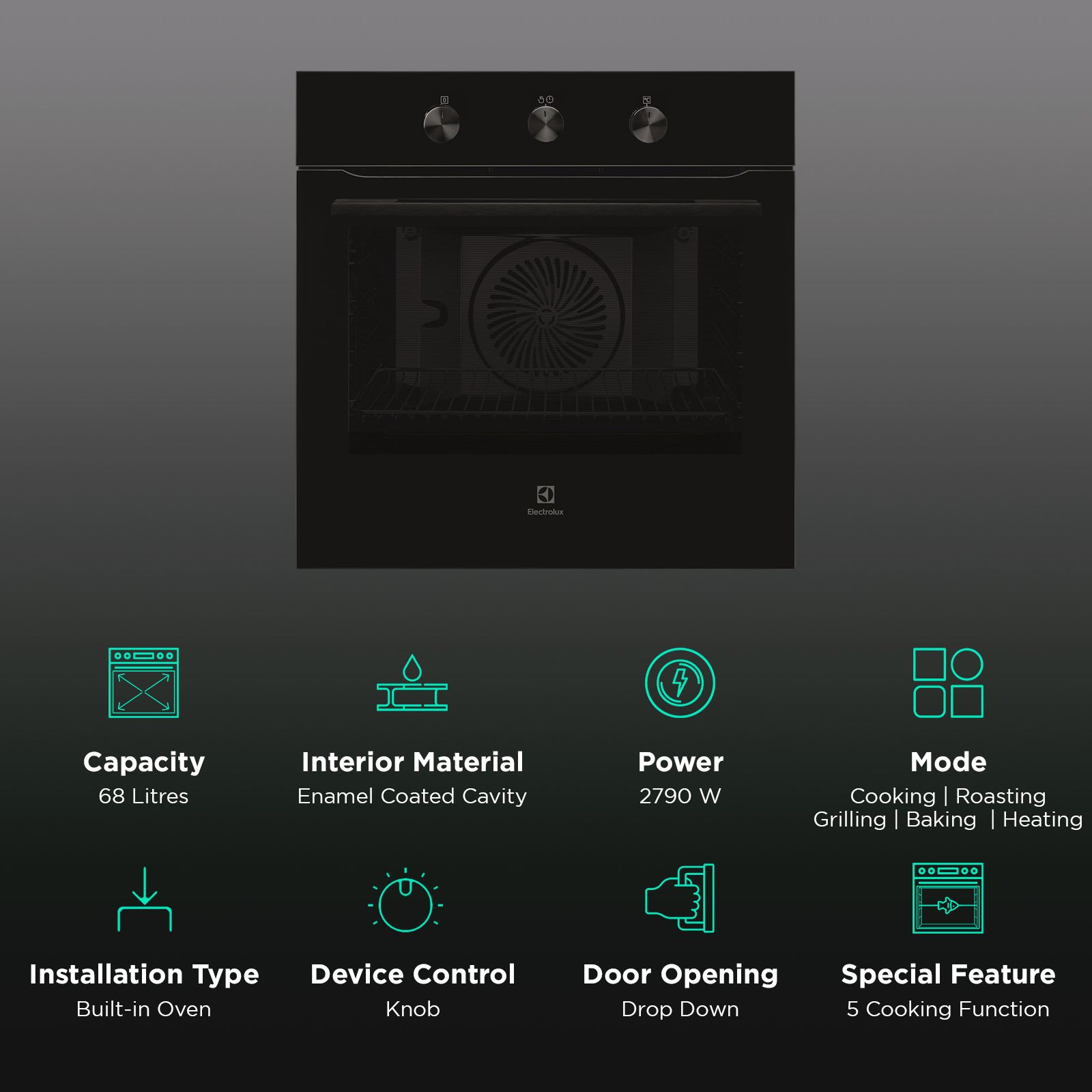 Electrolux Ultimate Taste 300 68L 60cm Built-in Microwave with Pizza Program Technology (KOHLH00KA, Black)_3