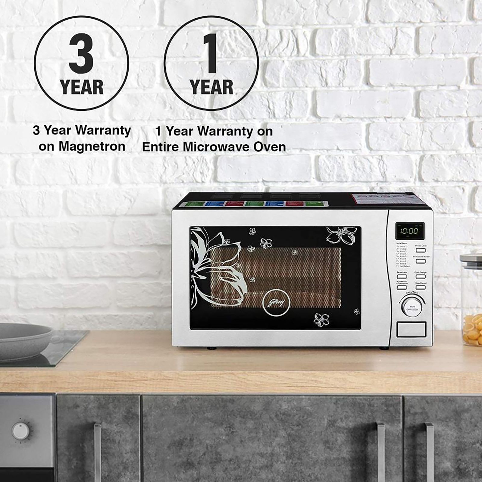 Godrej 19L Convection Microwave Oven with 4 Step Cooking (GMX 519 CP1 PZ , White Rose) Godrej 19L Convection Microwave Oven with 4 Step Cooking (GMX 519 CP1 PZ , White Rose)_15