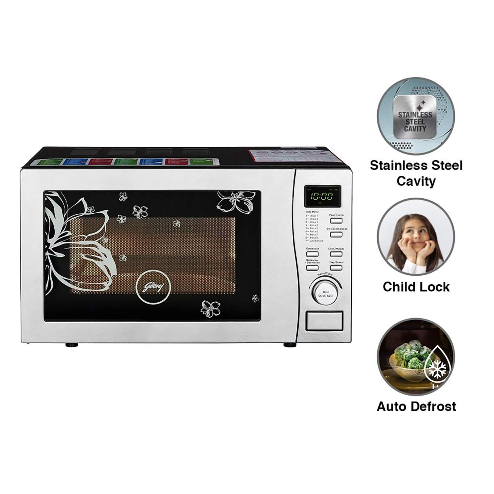 Godrej 19L Convection Microwave Oven with 4 Step Cooking (GMX 519 CP1 PZ , White Rose) Godrej 19L Convection Microwave Oven with 4 Step Cooking (GMX 519 CP1 PZ , White Rose)_17