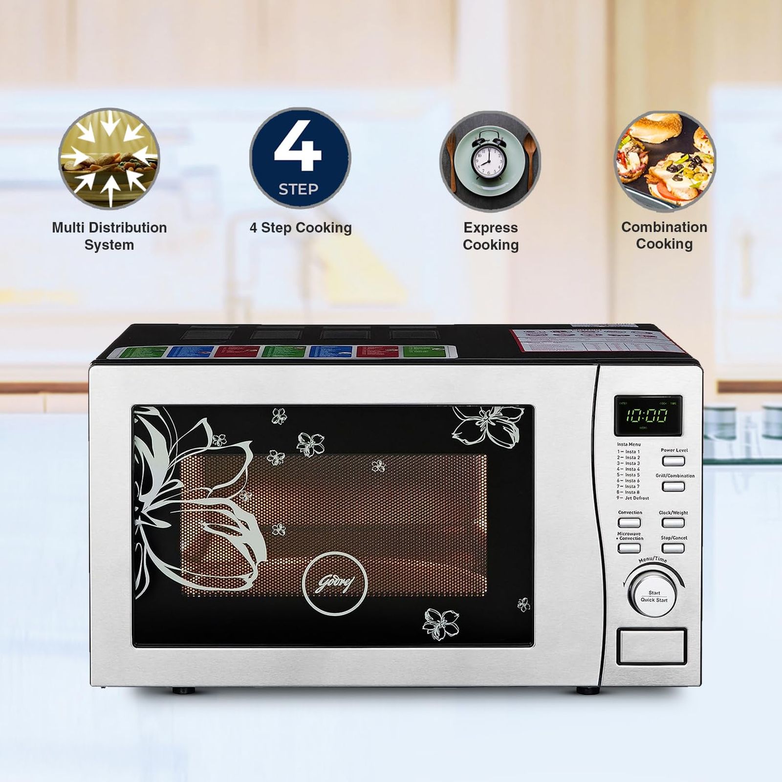 Godrej 19L Convection Microwave Oven with 4 Step Cooking (GMX 519 CP1 PZ , White Rose) Godrej 19L Convection Microwave Oven with 4 Step Cooking (GMX 519 CP1 PZ , White Rose)_10