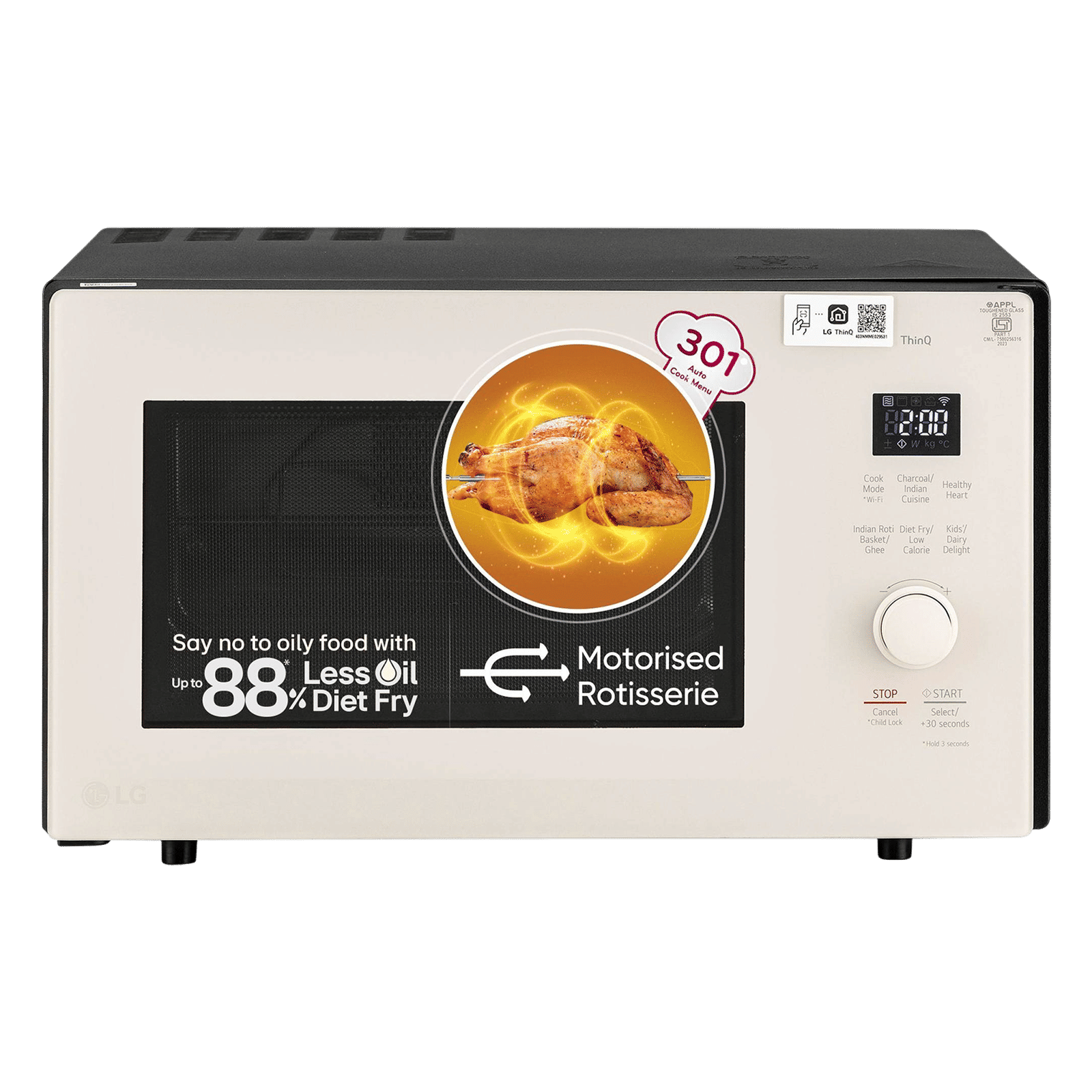 LG 28L Smart Charcoal Convection Microwave with Diet Fry Technology (MJEN286UBW, Beige & Black)_1