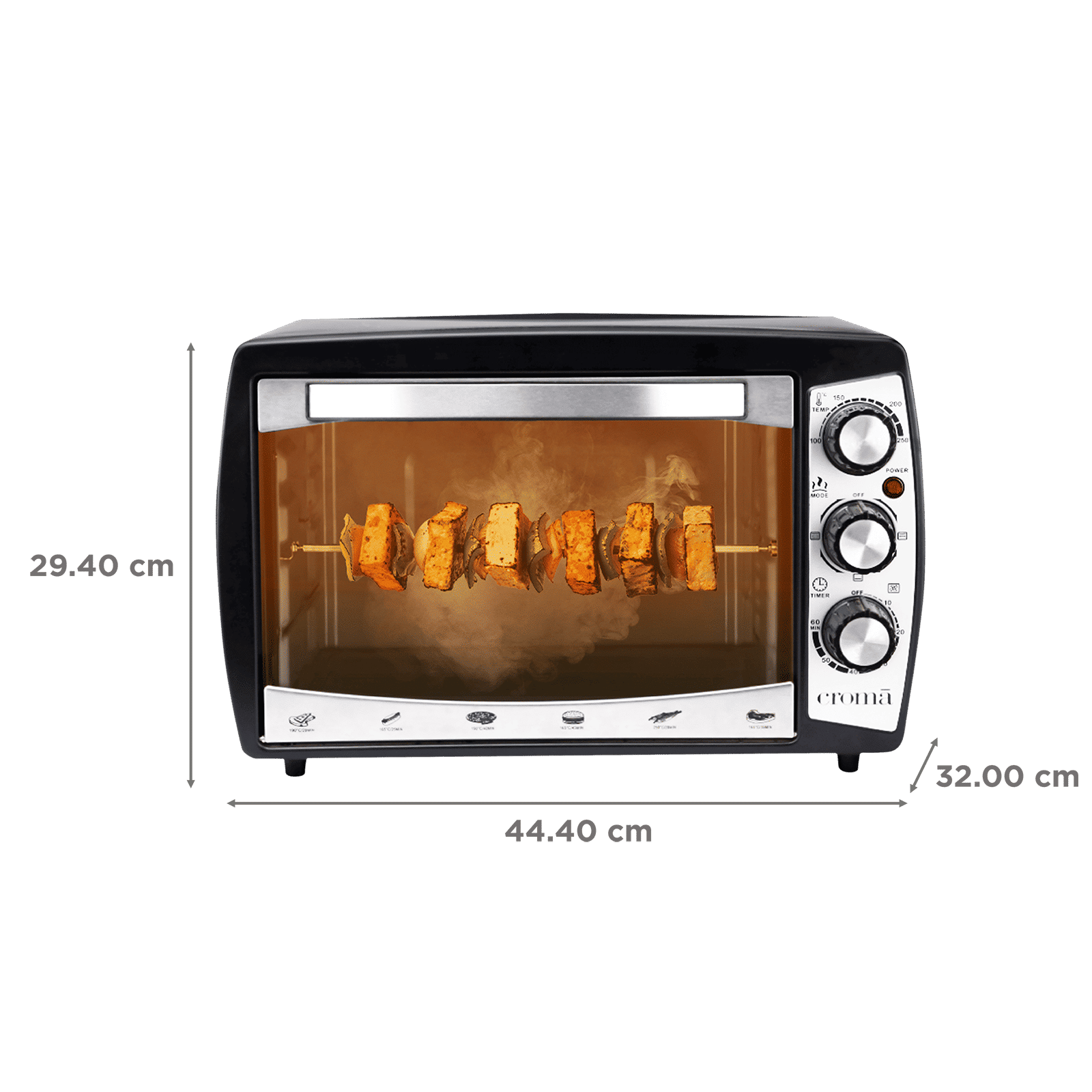 Croma 18L Oven Toaster Grill with Motorized Rotisserie (Black & Silver)_2