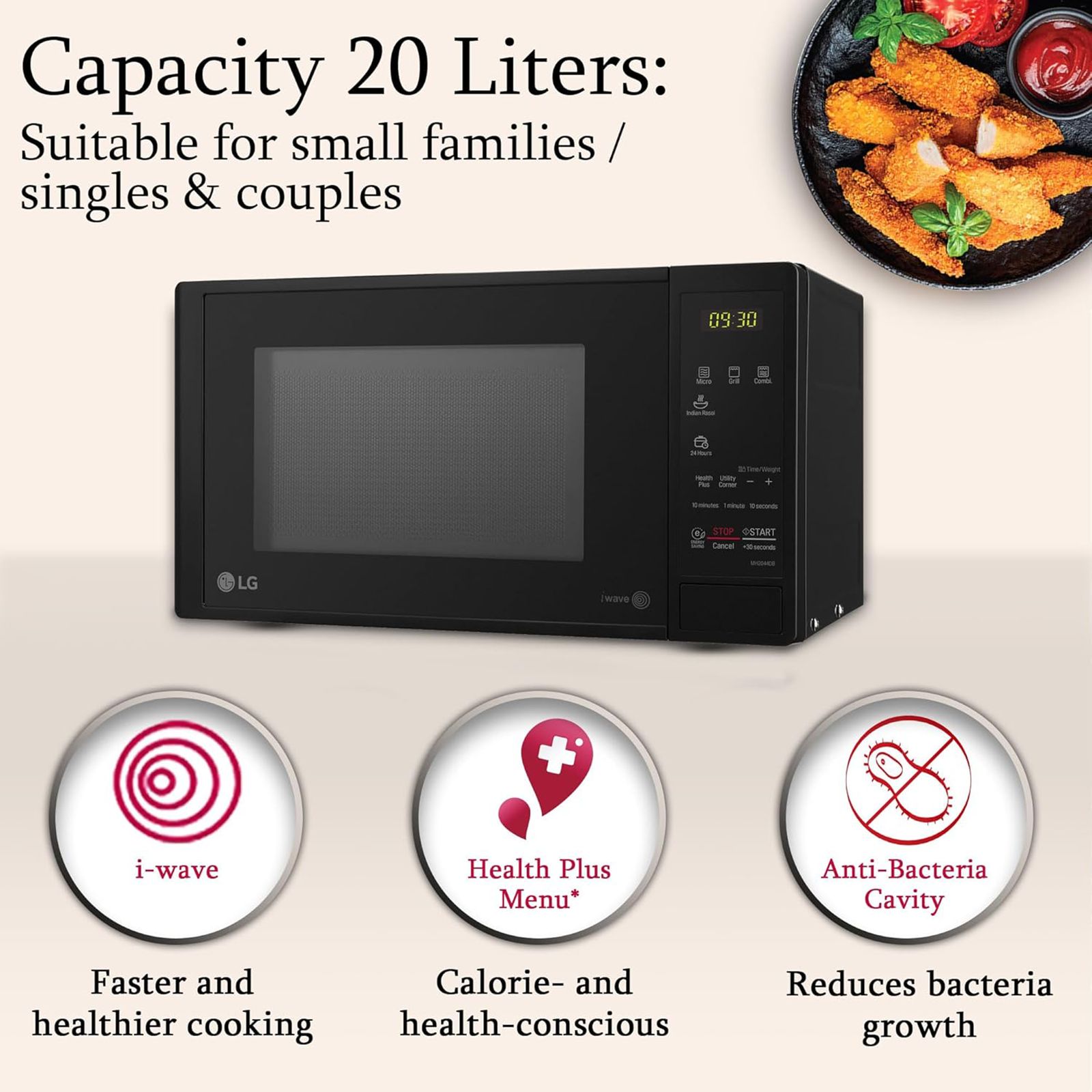 LG 20L Grill Microwave with i-Wave Technology (MH2044DB, Black) LG 20L Grill Microwave with i-Wave Technology (MH2044DB, Black)_16