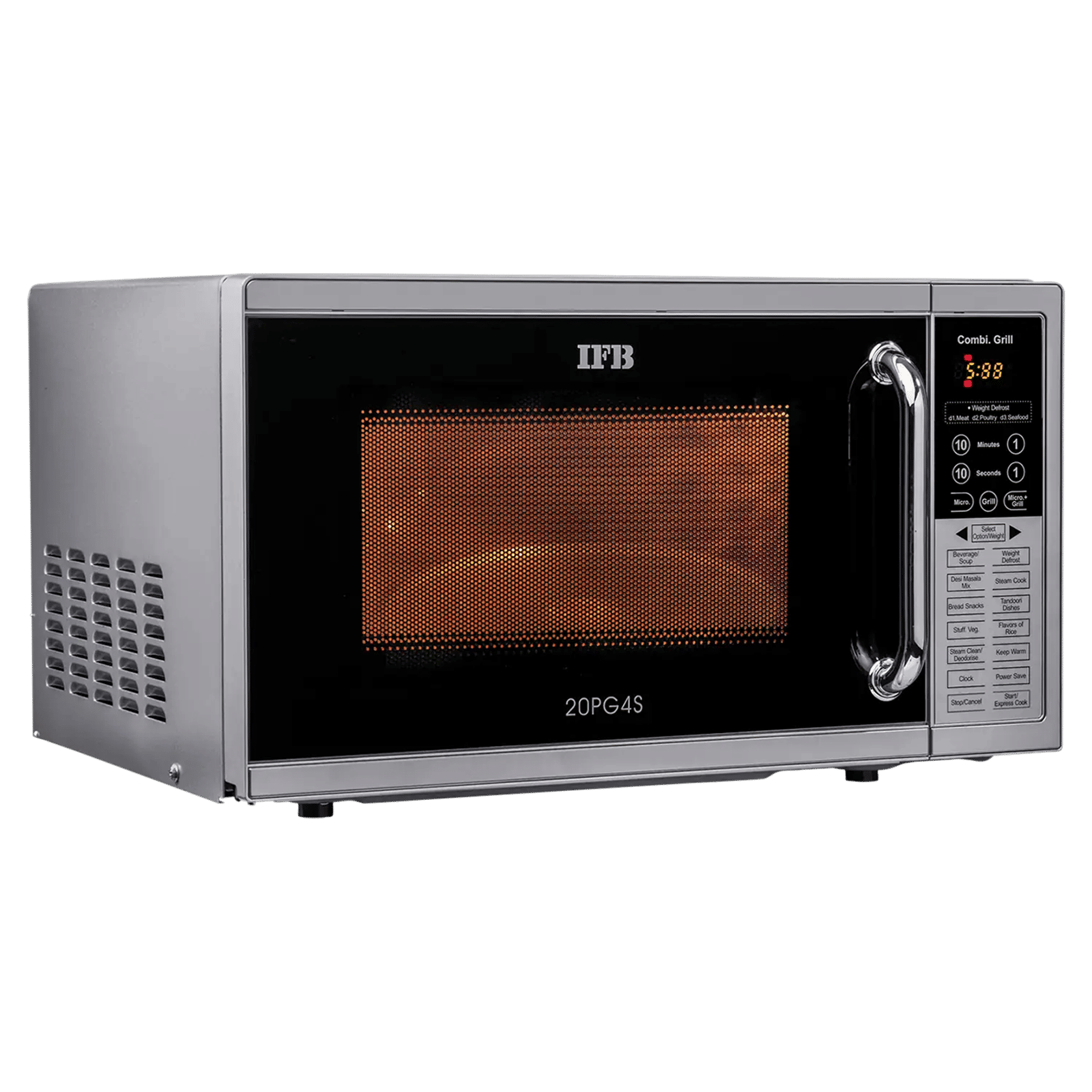 IFB 20L Grill Microwave Oven with 61 Autocook Menus (20PG4S, Metallic Silver)_8