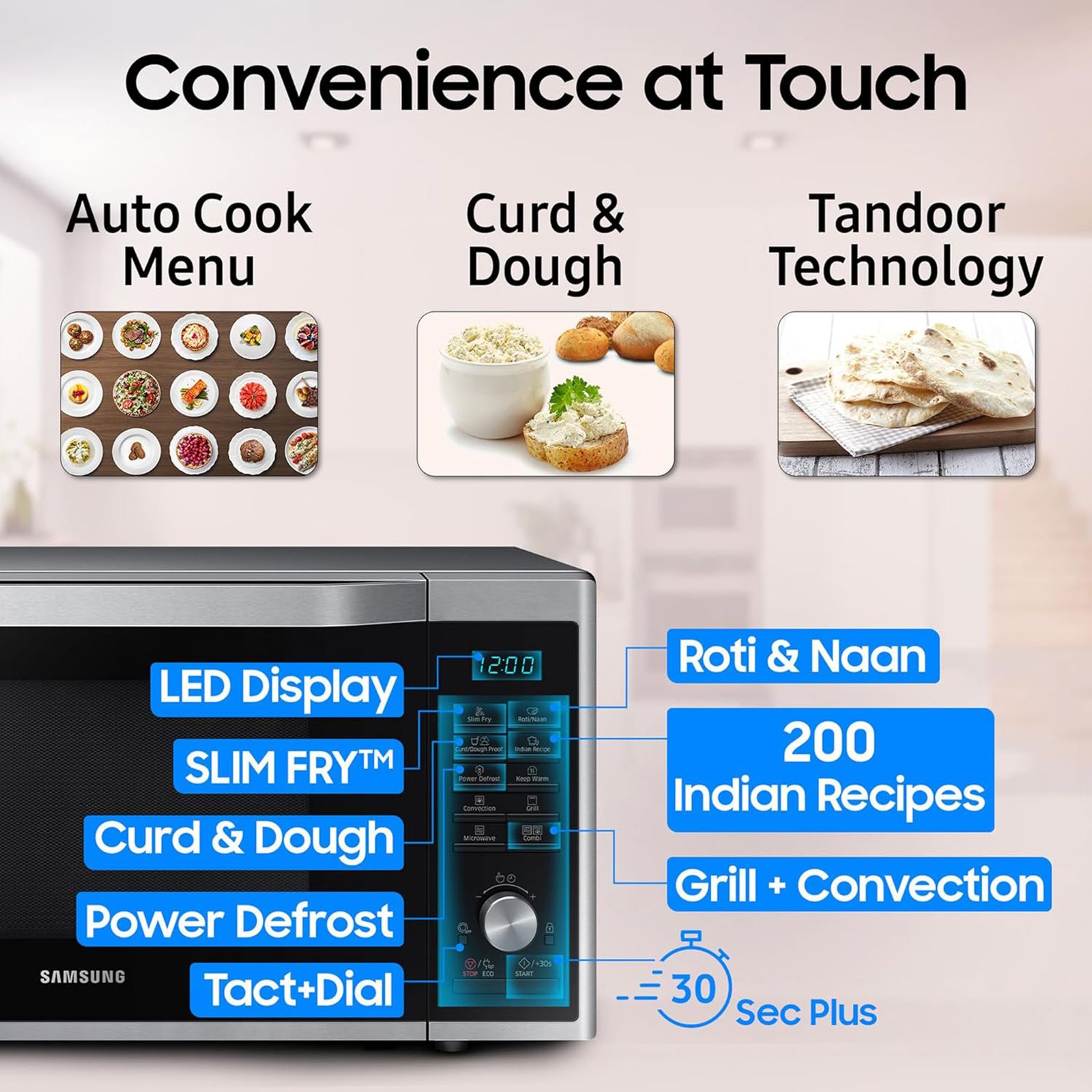 SAMSUNG 32L Convection Microwave with SLIM FRY Technology (MC32A7035CT/TL, Transparent)_12