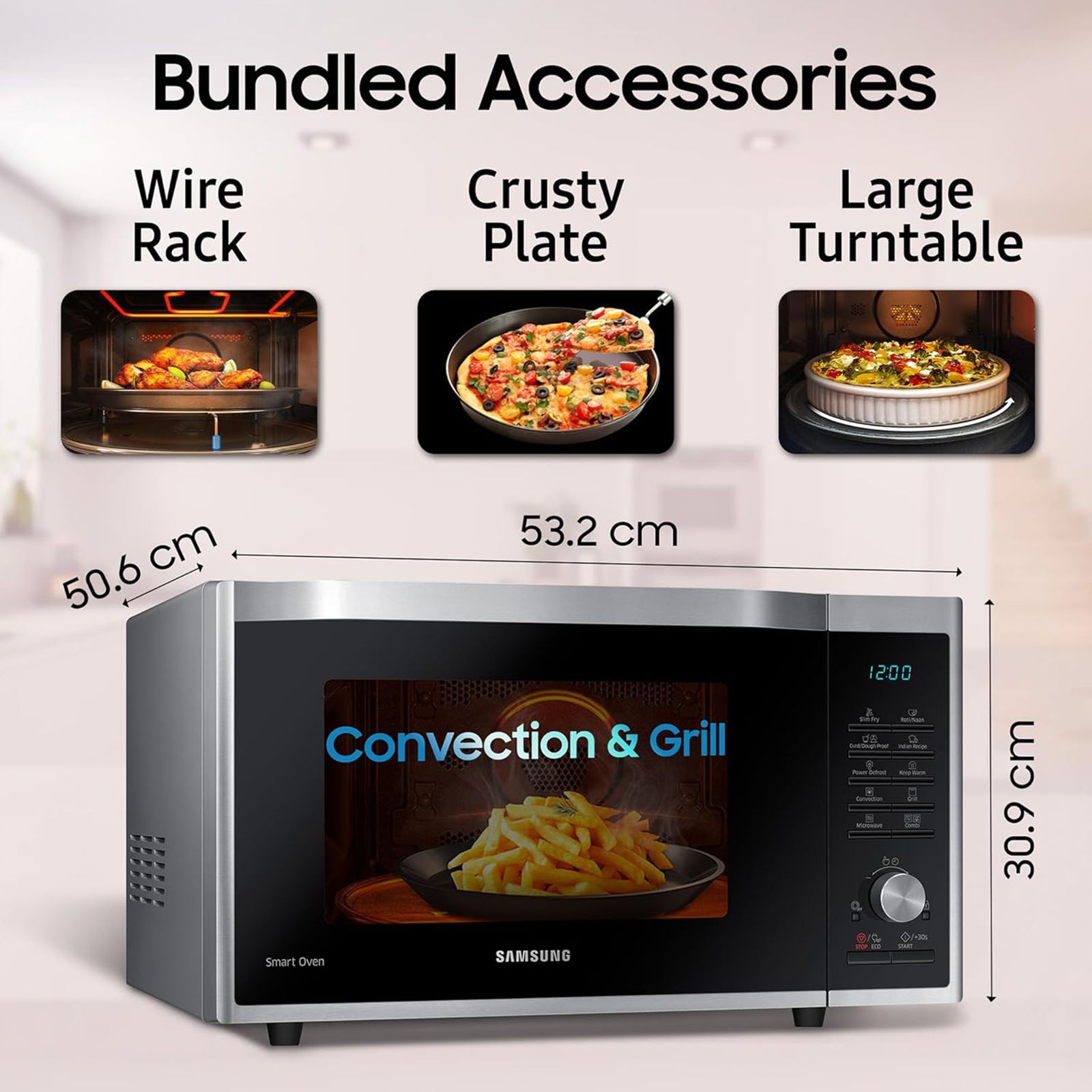 SAMSUNG 32L Convection Microwave with SLIM FRY Technology (MC32A7035CT/TL, Transparent)_13