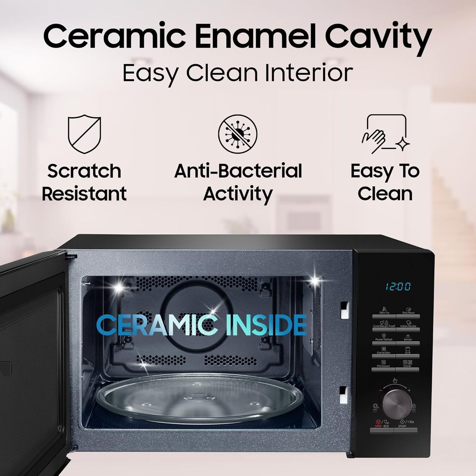 SAMSUNG 28L Convention Oven with SLIM FRY Technology (MC28A5145VR/TL, Black Rhythmic Twirl)_12