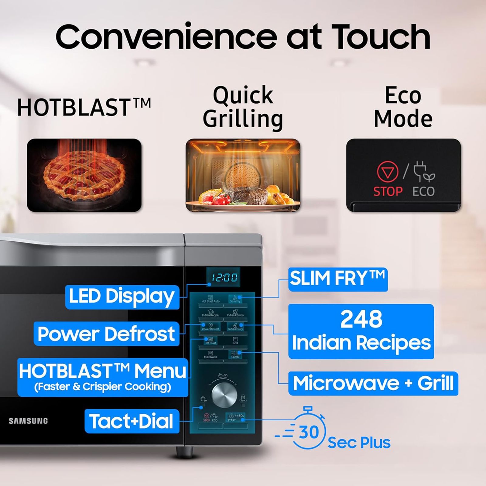 SAMSUNG 28L Convention Microwave with SLIM FRY Technology (MC28A6035QS/TL, Black)_13
