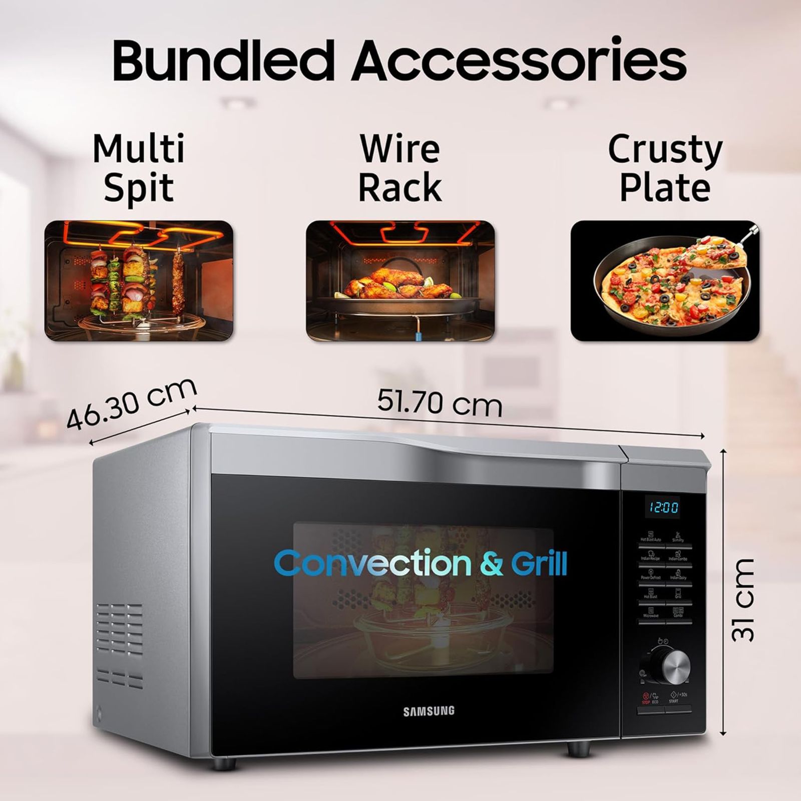 SAMSUNG 28L Convention Microwave with SLIM FRY Technology (MC28A6035QS/TL, Black)_14