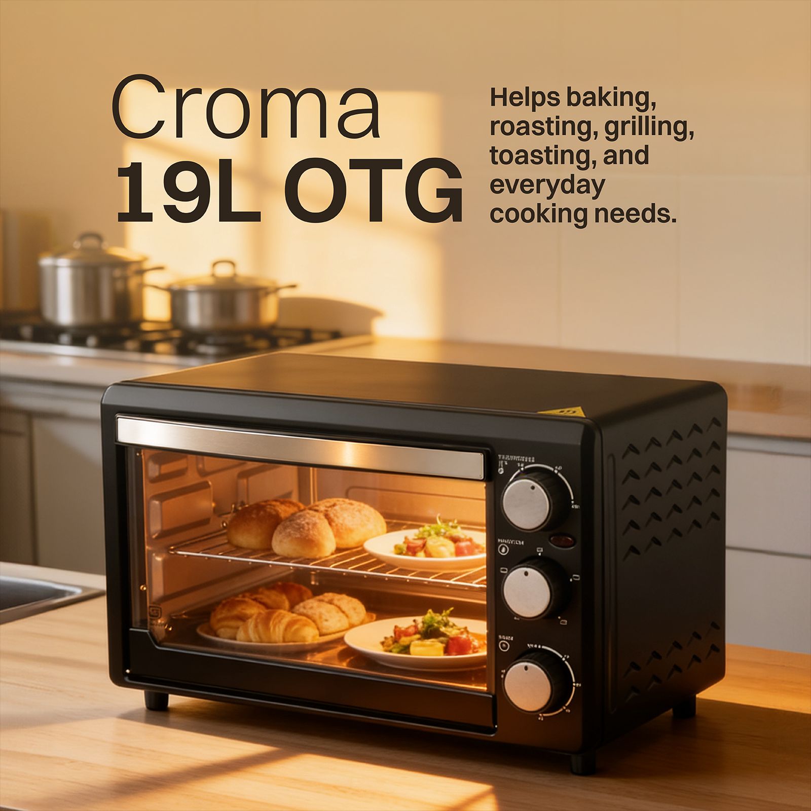 Croma 19L Oven Toaster Grill with Rotisserie (Black) Croma 19L Oven Toaster Grill with Rotisserie (Black)_4