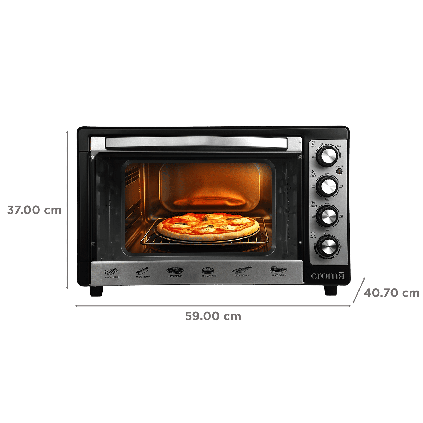 Croma 48L Oven Toaster Grill with 4 Stage Heating Options (Black & Silver) Croma 48L Oven Toaster Grill with 4 Stage Heating Options (Black & Silver)_2