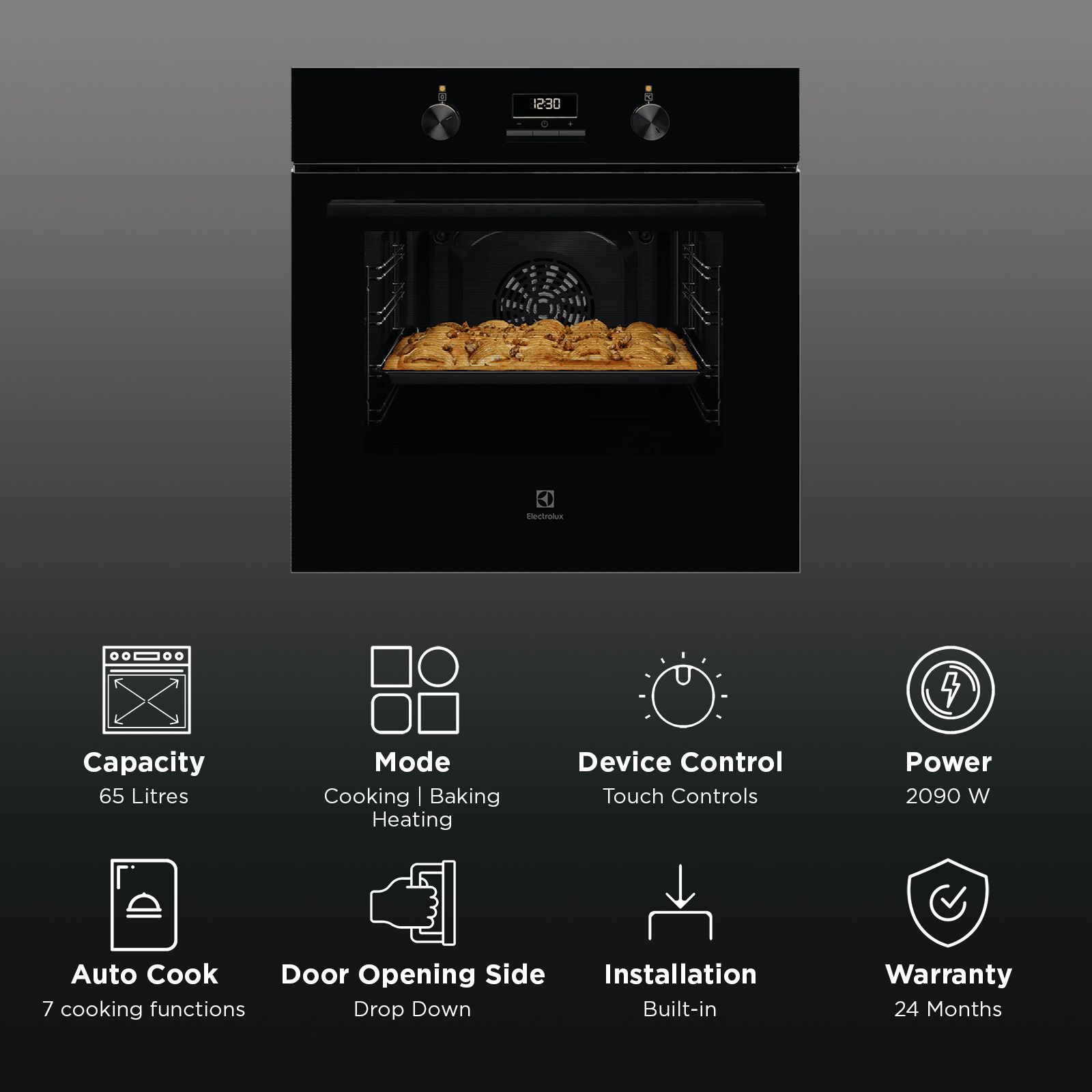 Electrolux 300 Series 65L 60cm Built-in Microwave with Grill (KOH3H00BK, Black) Electrolux 300 Series 65L 60cm Built-in Microwave with Grill (KOH3H00BK, Black)_3
