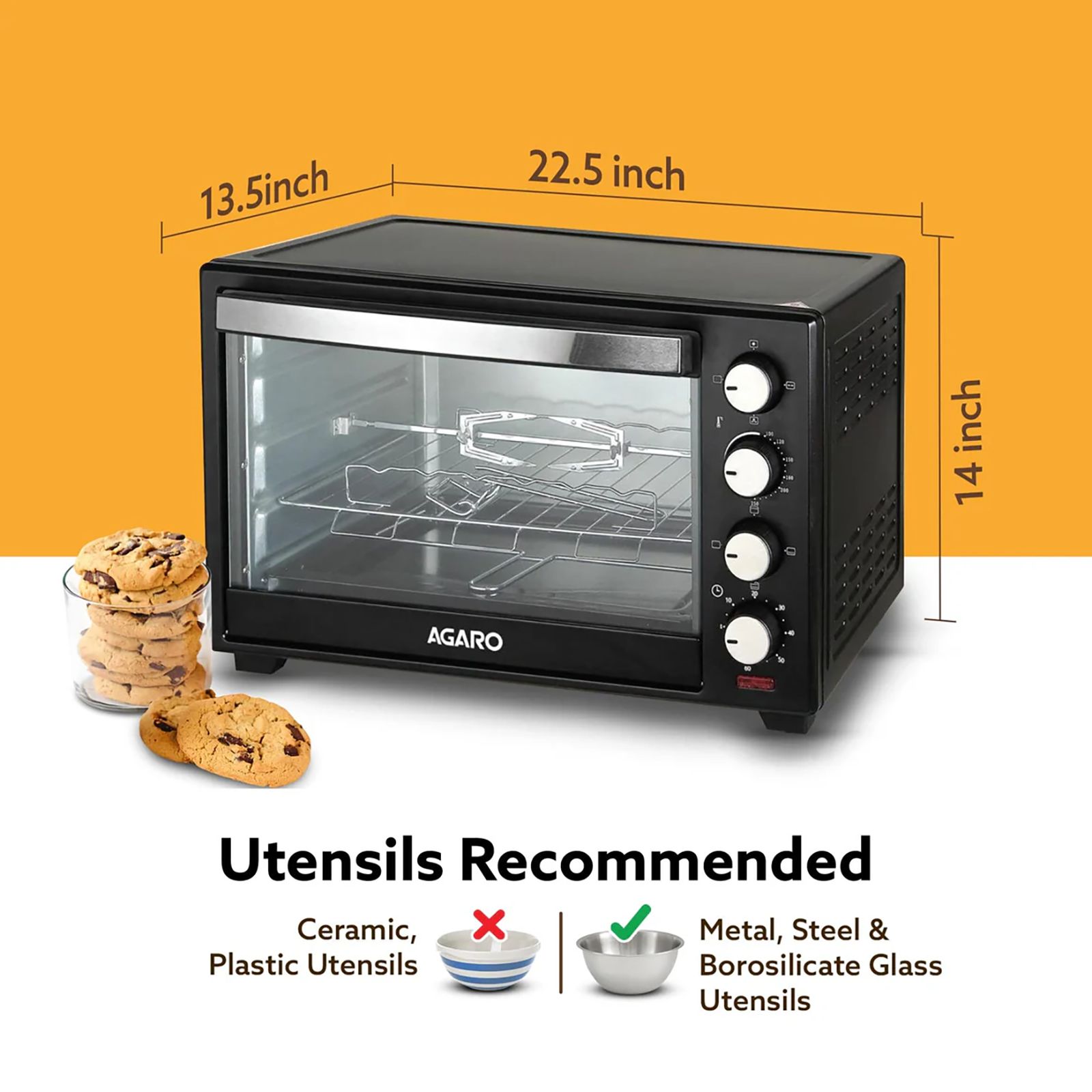 Agaro Marvel 48L Oven Toaster Grill with Motorised Rotisserie (Black) Agaro Marvel 48L Oven Toaster Grill with Motorised Rotisserie (Black)_9
