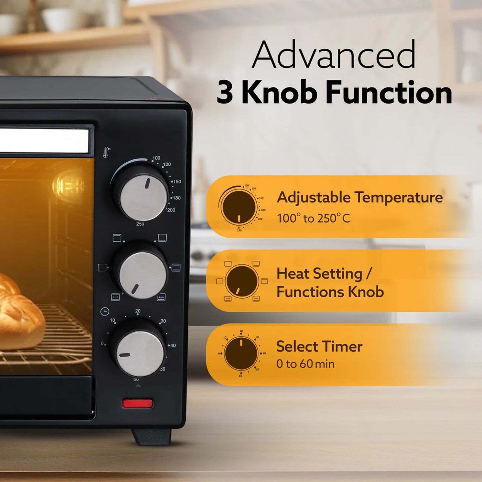 Agaro Marvel 25L Oven Toaster Grill with Motorised Rotisserie (Black) Agaro Marvel 25L Oven Toaster Grill with Motorised Rotisserie (Black)_4