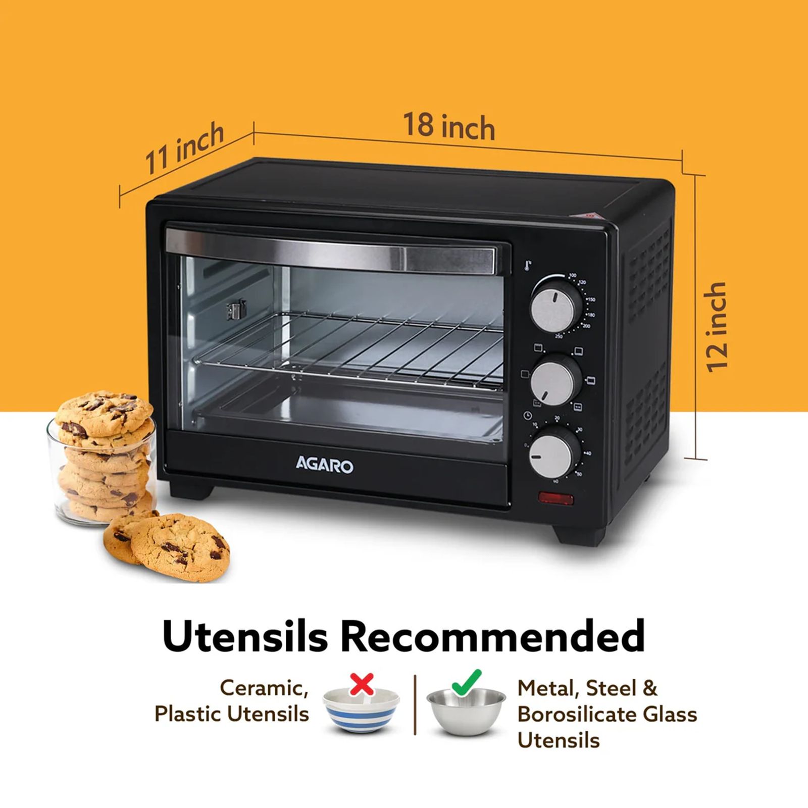 Agaro Marvel 25L Oven Toaster Grill with Motorised Rotisserie (Black) Agaro Marvel 25L Oven Toaster Grill with Motorised Rotisserie (Black)_9