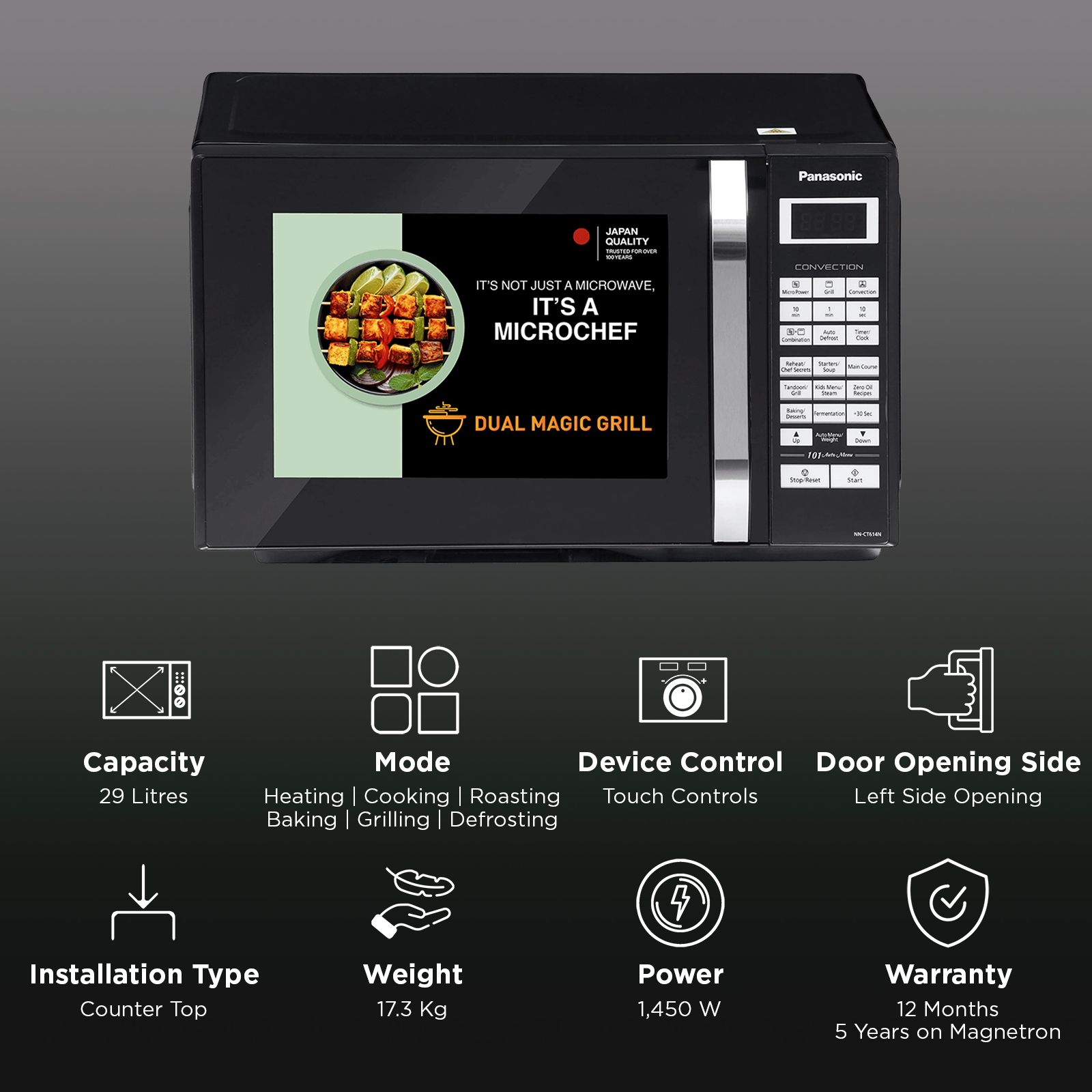Panasonic 29L Convection Microwave with Dual Magic Grill (NN-CT614NBFG, Black)_3