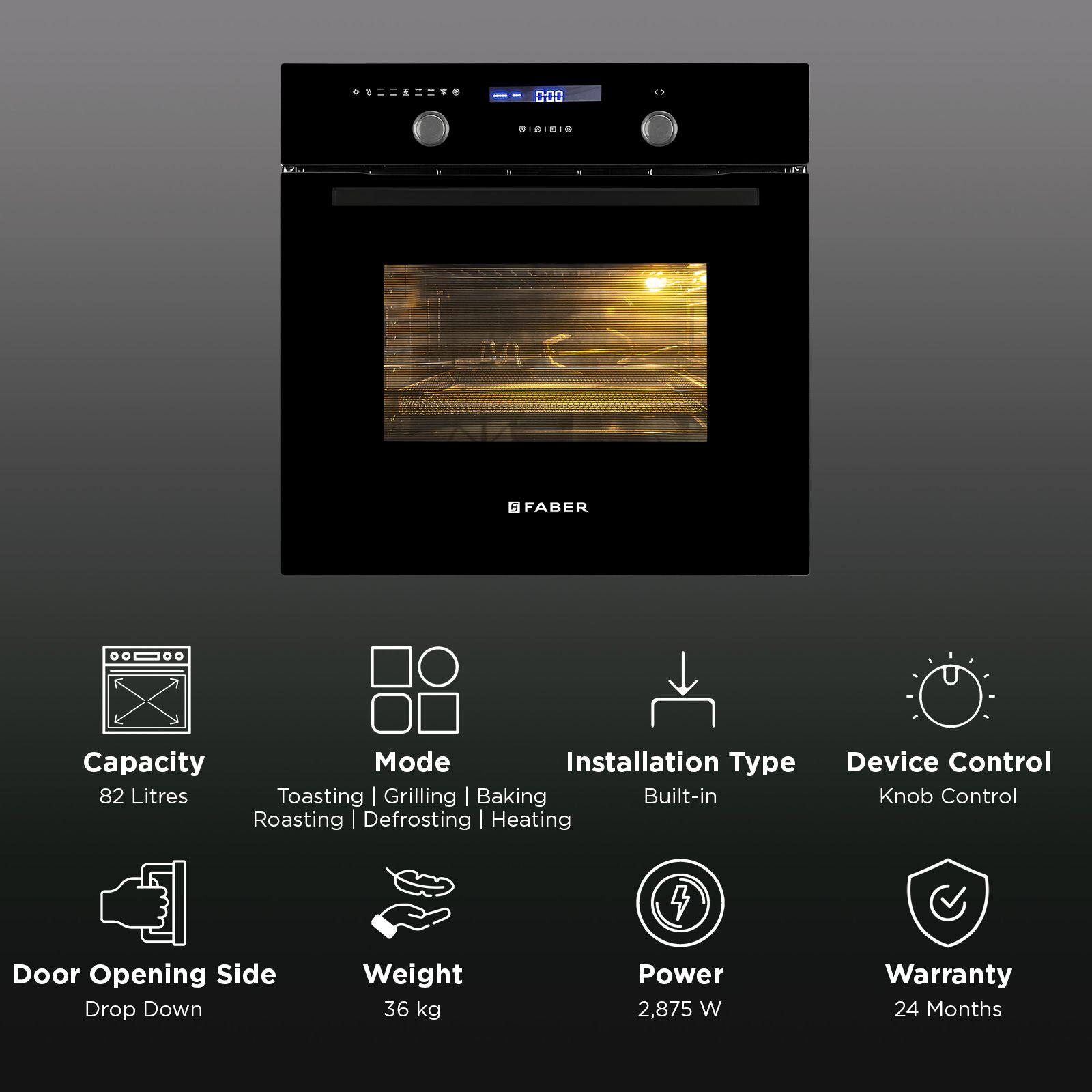 FABER FBIO 82L 11F AF BK 60 cm Built-in Oven with Metal Cavity (116.0728.466, Black) FABER FBIO 82L 11F AF BK 60 cm Built-in Oven with Metal Cavity (116.0728.466, Black)_3