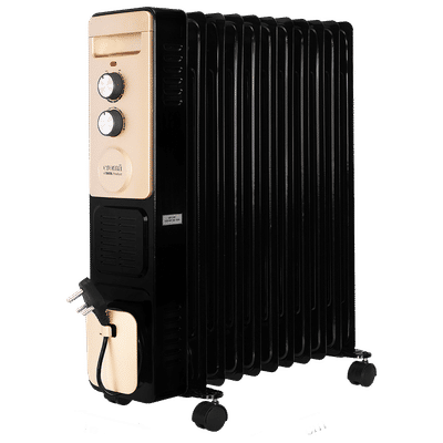 Croma 2900W PTC Fan Oil Filled Radiator Room Heater with 11 Fins (Thermostatic Knob, Black)