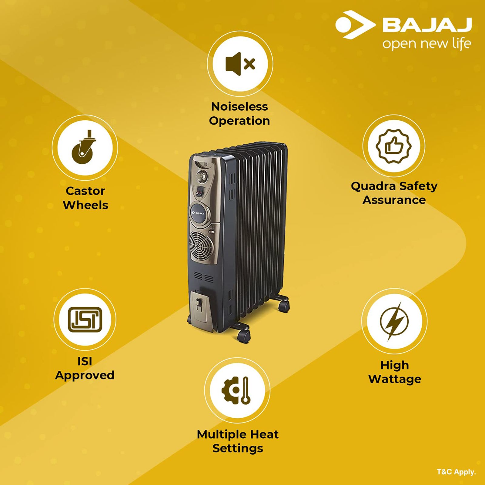 BAJAJ Majesty 2900 Watt Oil Filled Room Heater (RH 11F Plus, Black) BAJAJ Majesty 2900 Watt Oil Filled Room Heater (RH 11F Plus, Black)_6
