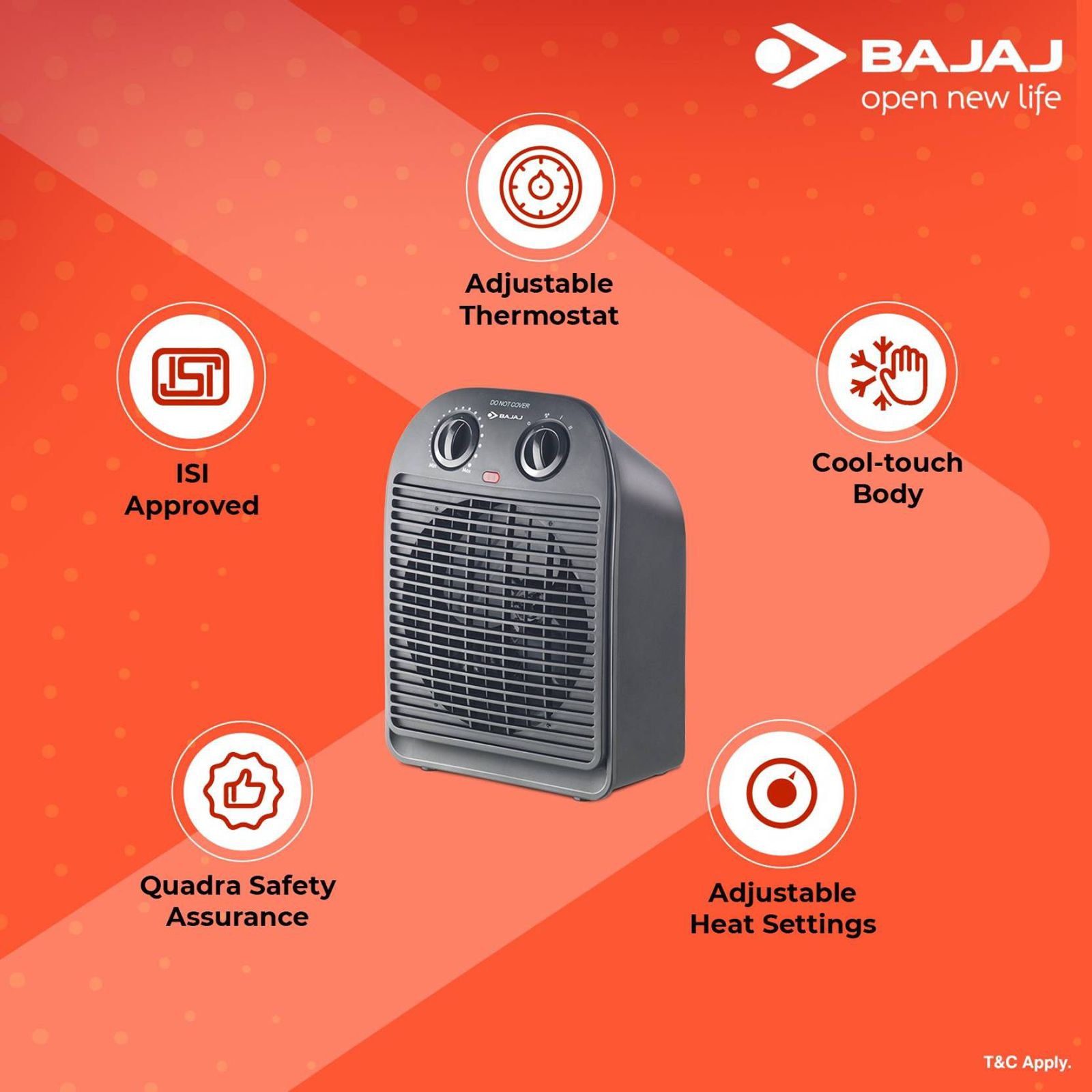 BAJAJ Majesty RFX 2 2000W Fan Room Heater with Automatic Thermal Cutout (Adjustable Thermostat_7