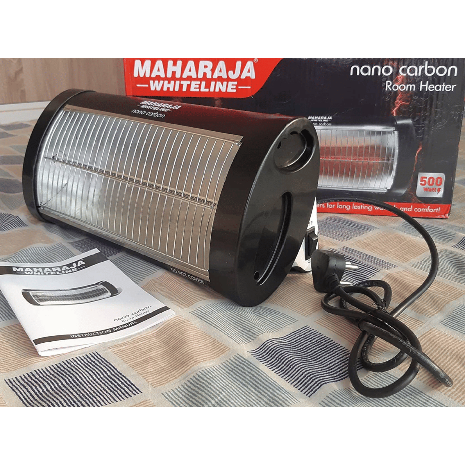 MAHARAJA WHITELINE Nano Carbon 500 Watts Carbon Room Heater (Low Glare Technology, Black)_2