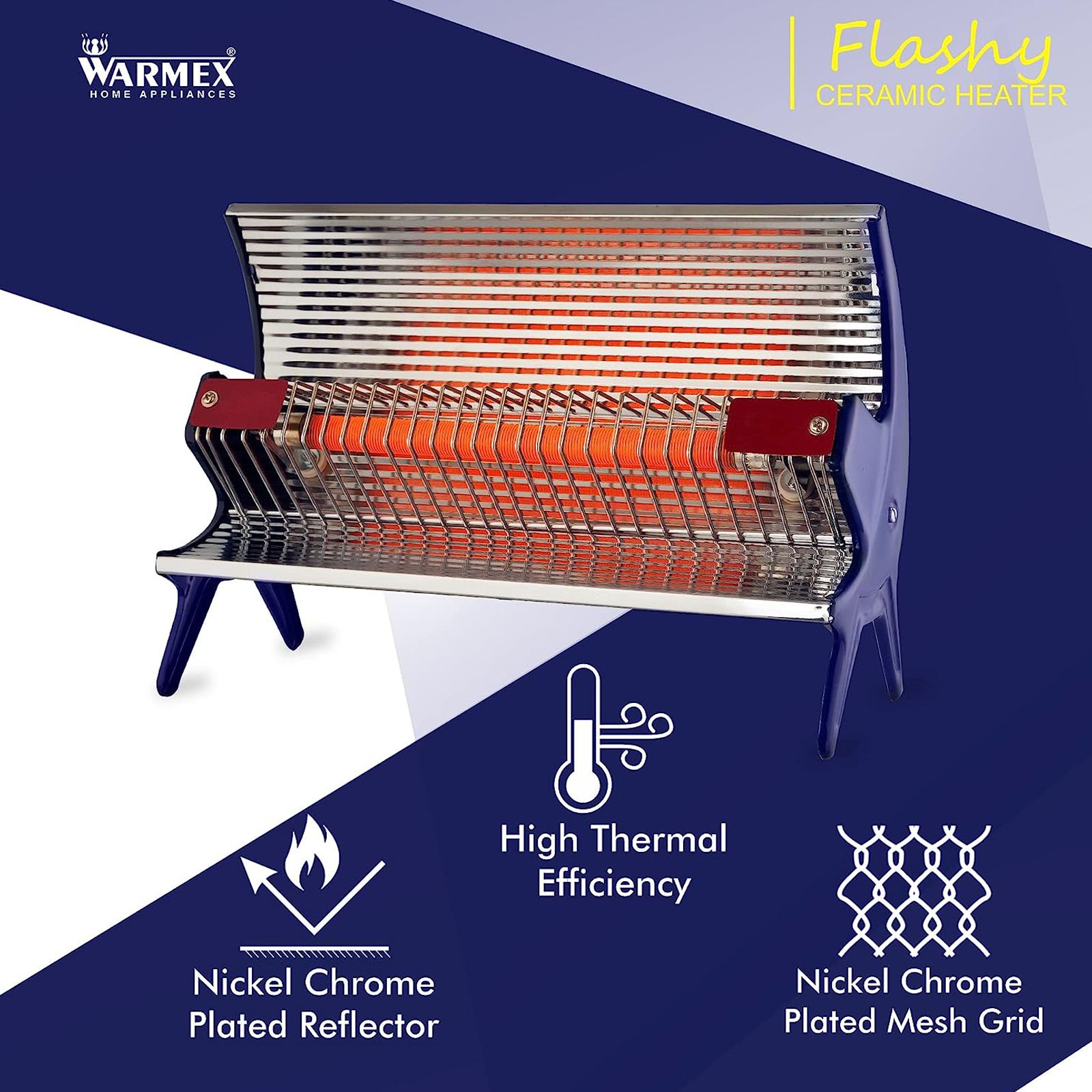 WARMEX Flashy 1000 Watts Ceramic Radiant Room Heater (Nickel Chrome Plated Reflector, Blue) WARMEX Flashy 1000 Watts Ceramic Radiant Room Heater (Nickel Chrome Plated Reflector, Blue)_2