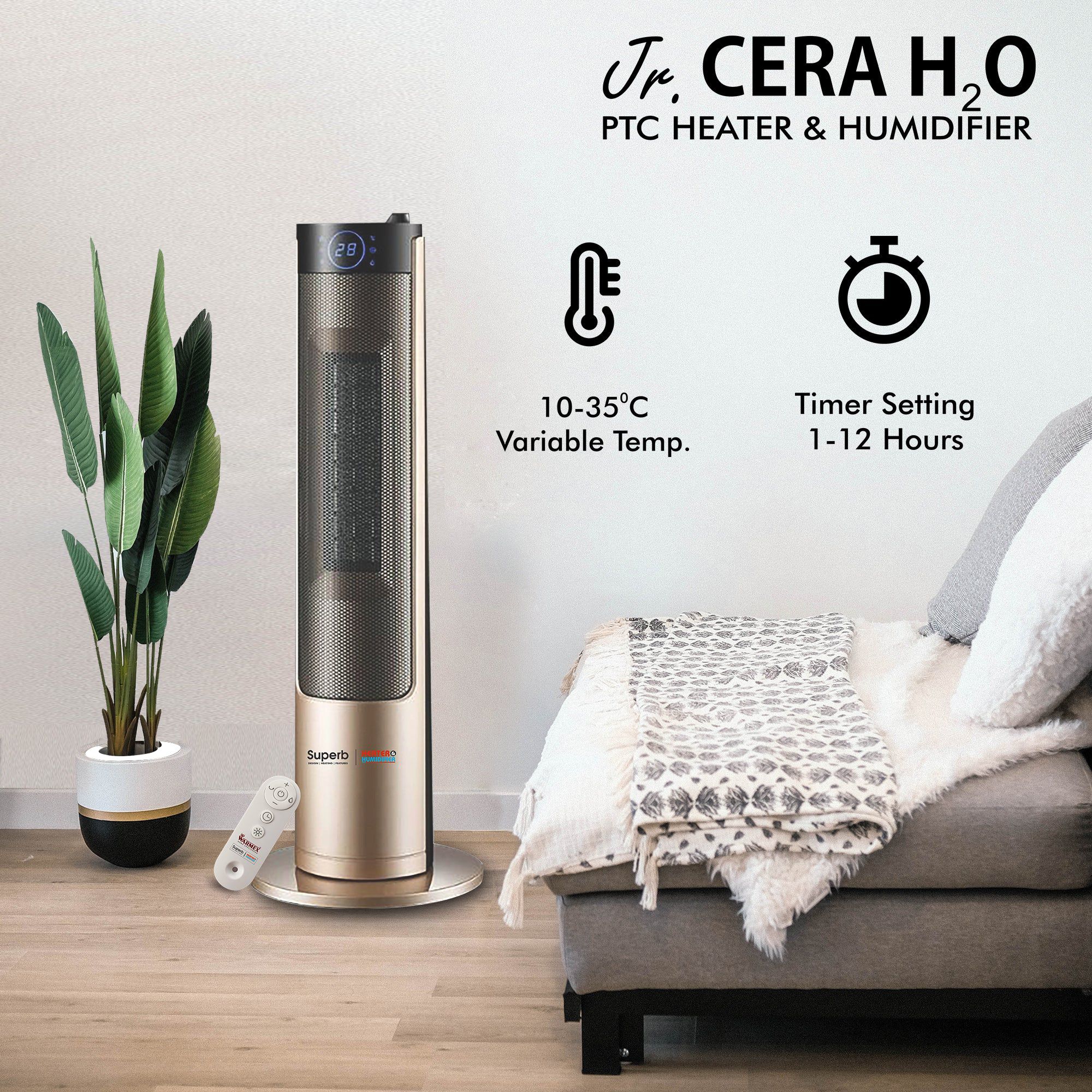 WARMEX Junior Cera H2O 2000 Watts Carbon Room Heater & Humidifier (With Remote Control, Champagne Gold) WARMEX Junior Cera H2O 2000 Watts Carbon Room Heater & Humidifier (With Remote Control, Champagne Gold)_4