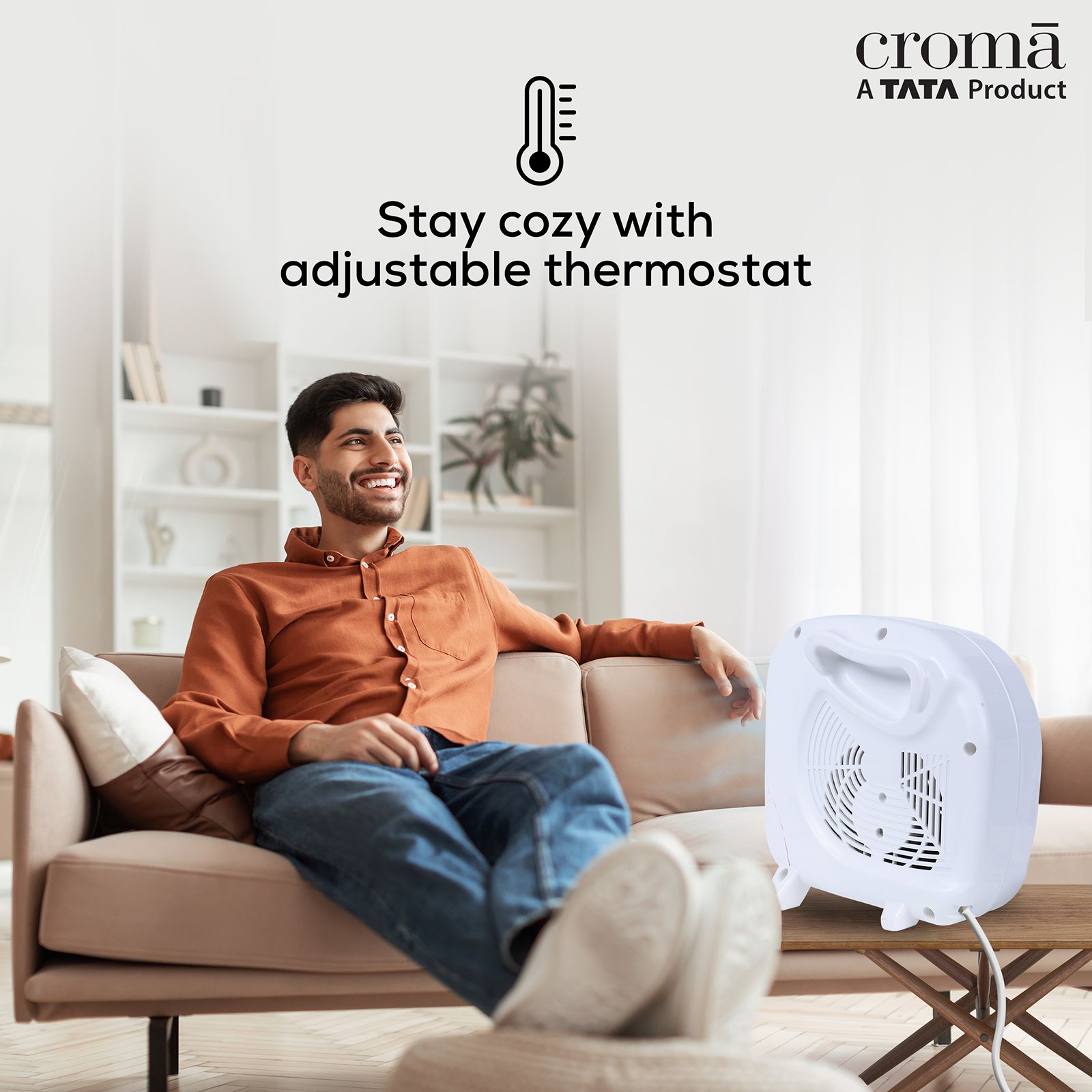 Croma 1400W Fan Room Heater with Adjustable Thermostat (Noiseless Operation_10