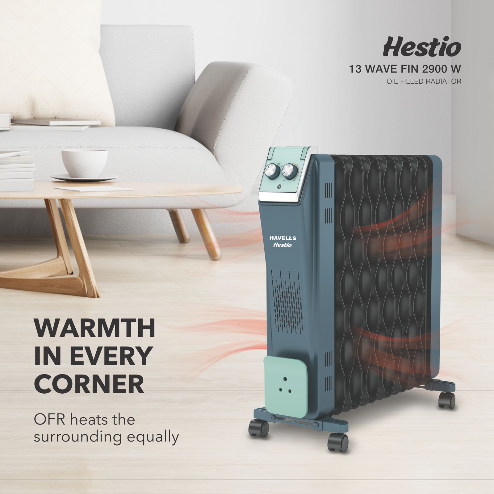 HAVELLS Hestio 2900W PTC Fan Oil Filled Radiator Room Heater with 13 Wave Fins (Thermostatic Heat Control_5