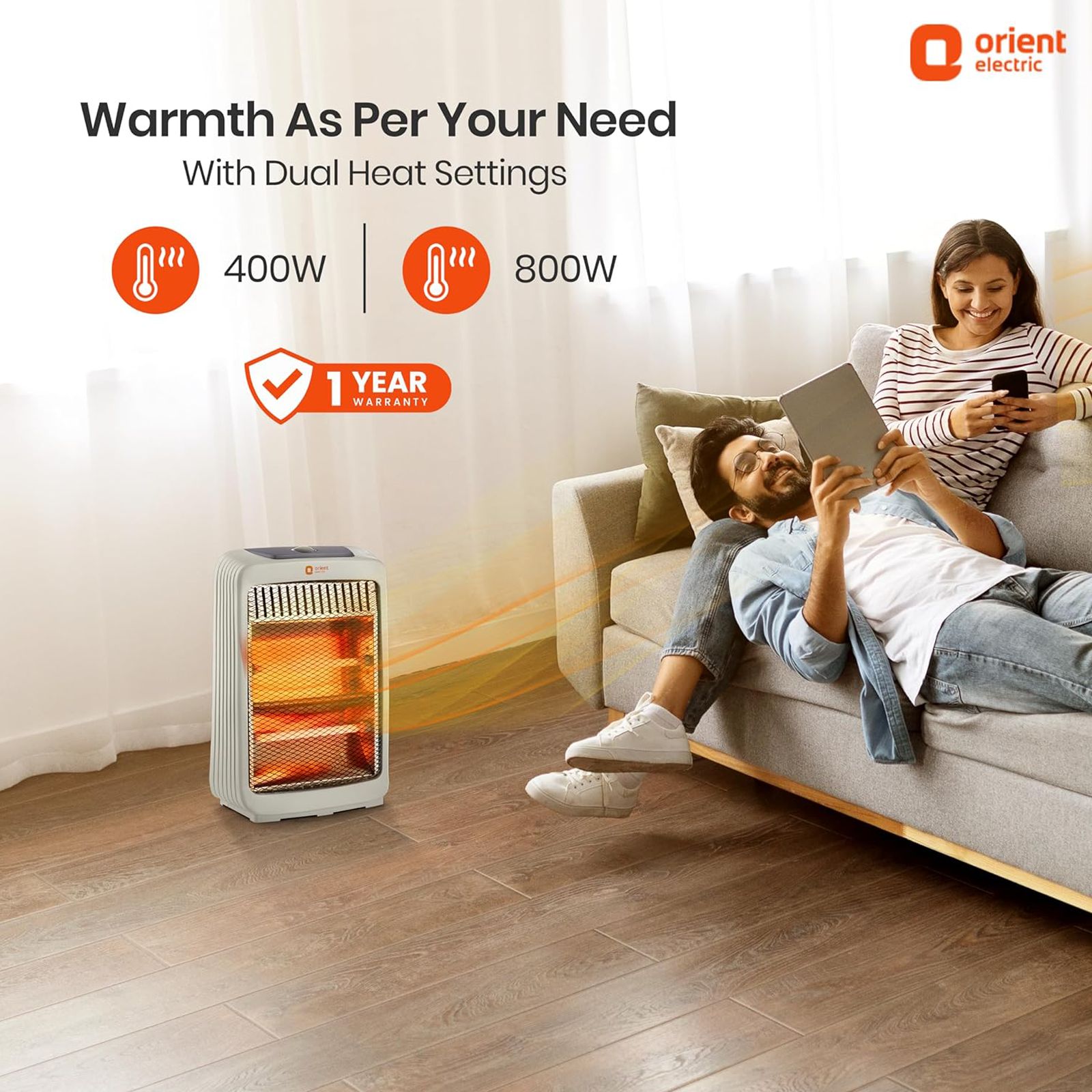 Orient Stark 800W Quartz Room Heater with Touch Protection (Safety Grill_4