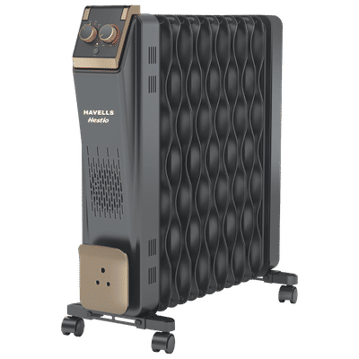 HAVELLS Hestio 13 Wave 2900W Oil Filled Room Heater with Dual Heating Tech (Thermostat Heat Control, Black)