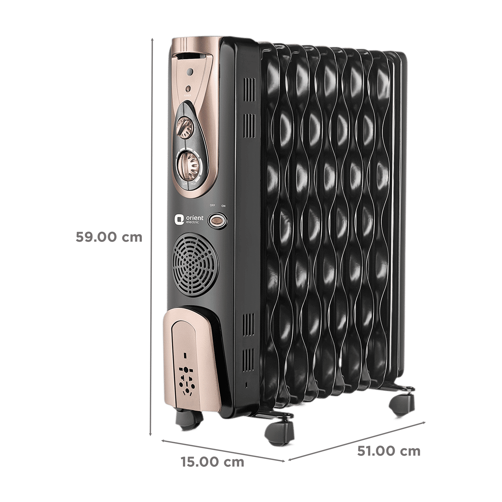 Orient Comforter Collection 2900W Oil Filled Room Heater with 11 Fins (Triple Overheat Protection, Black & Gold)_2