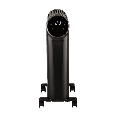 Russell Hobbs HeatIQ 2500W Digital Oil Filled Radiator Room Heater with 10 Fins Enclosed Design (LED Touch Screen, Black)