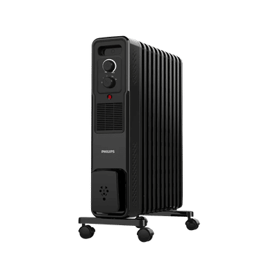 Philips CX301101 2900W Oil Filled Radiator Room Heater with Adjustable Thermostat (Tilt Protection, Black)
