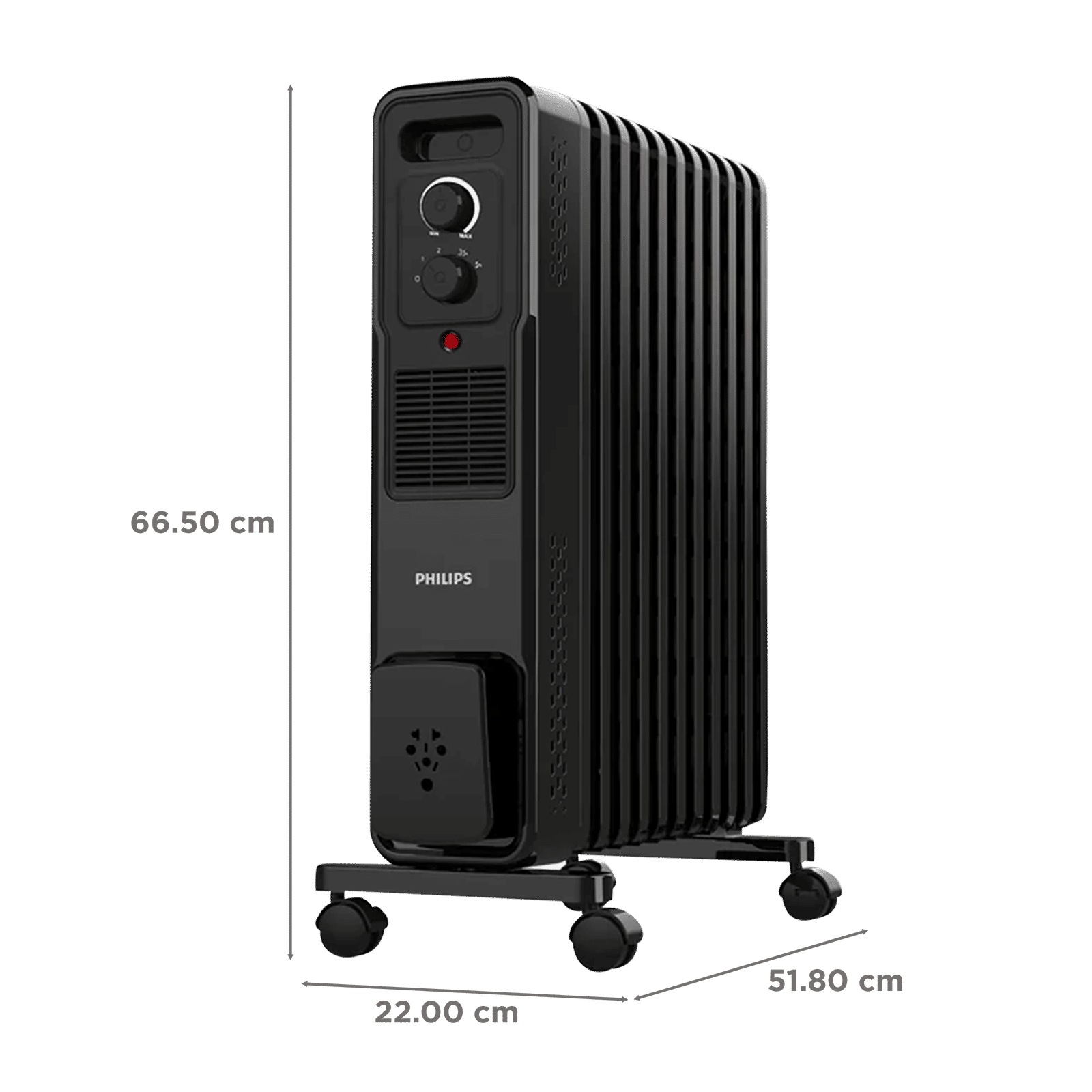 Philips CX301101 2900W Oil Filled Radiator Room Heater with Adjustable Thermostat (Tilt Protection, Black)_2
