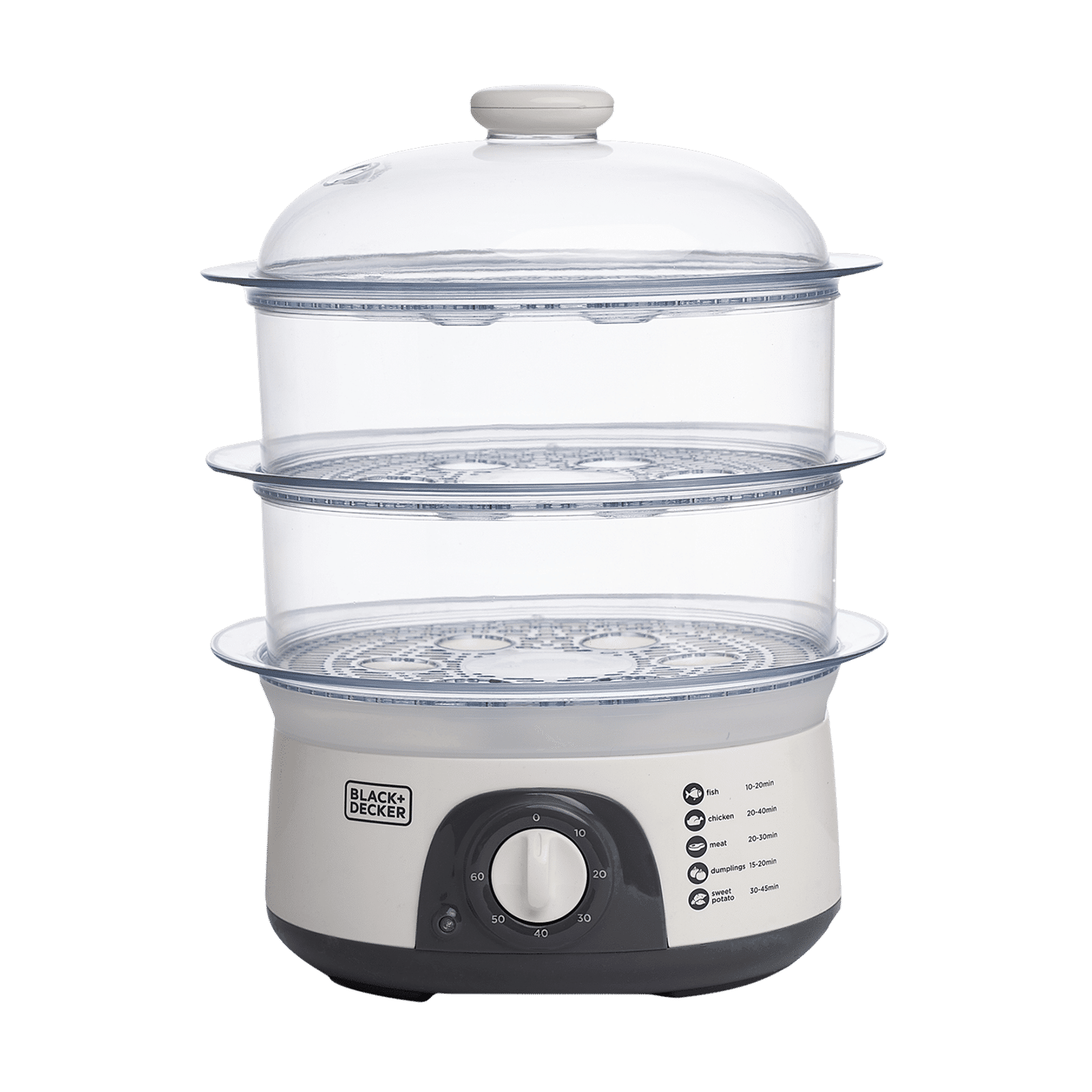 BLACK+DECKER BXFS7751IN 10 Litre Electric 3 Tier Food Steamer with Stackable Steaming Bowls (White)_9
