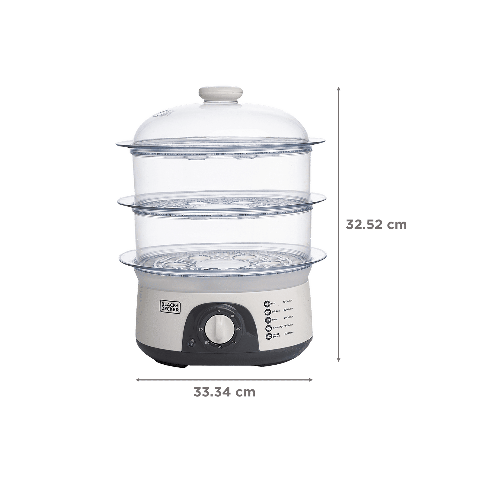 BLACK+DECKER BXFS7751IN 10 Litre Electric 3 Tier Food Steamer with Stackable Steaming Bowls (White)_2