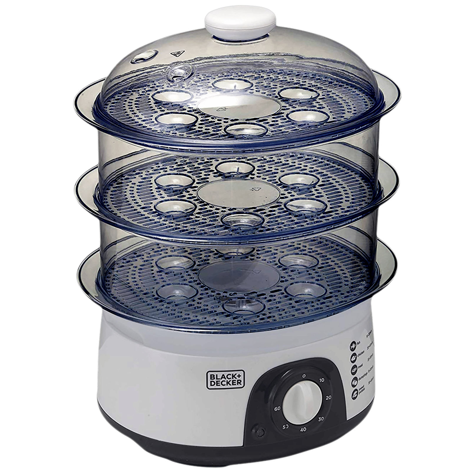 BLACK+DECKER BXFS7751IN 10 Litre Electric 3 Tier Food Steamer with Stackable Steaming Bowls (White)_4