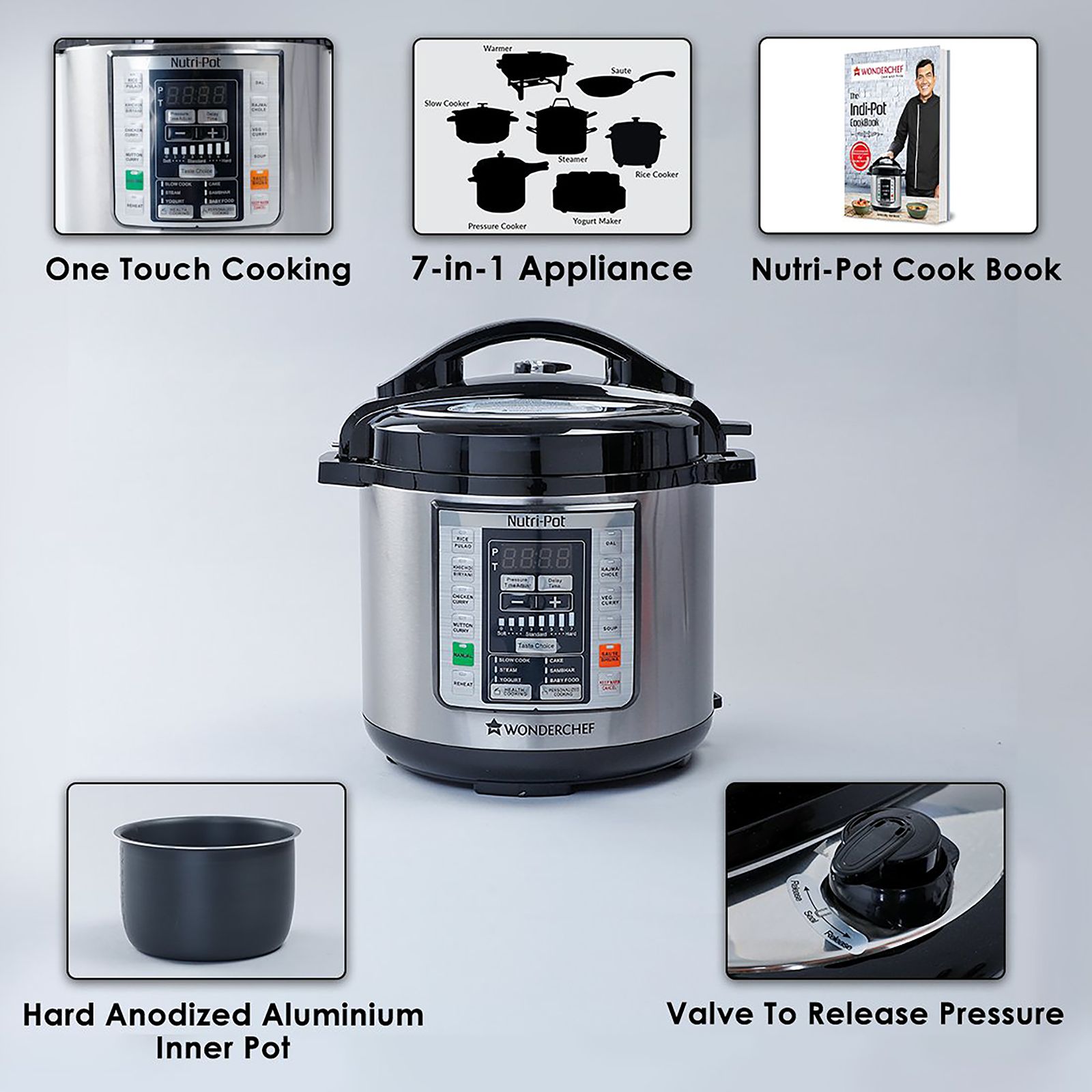 WONDERCHEF Nutri-Pot 6 Litre Electric Pressure Cooker with 7-in-1 Functions (Silver) WONDERCHEF Nutri-Pot 6 Litre Electric Pressure Cooker with 7-in-1 Functions (Silver)_21