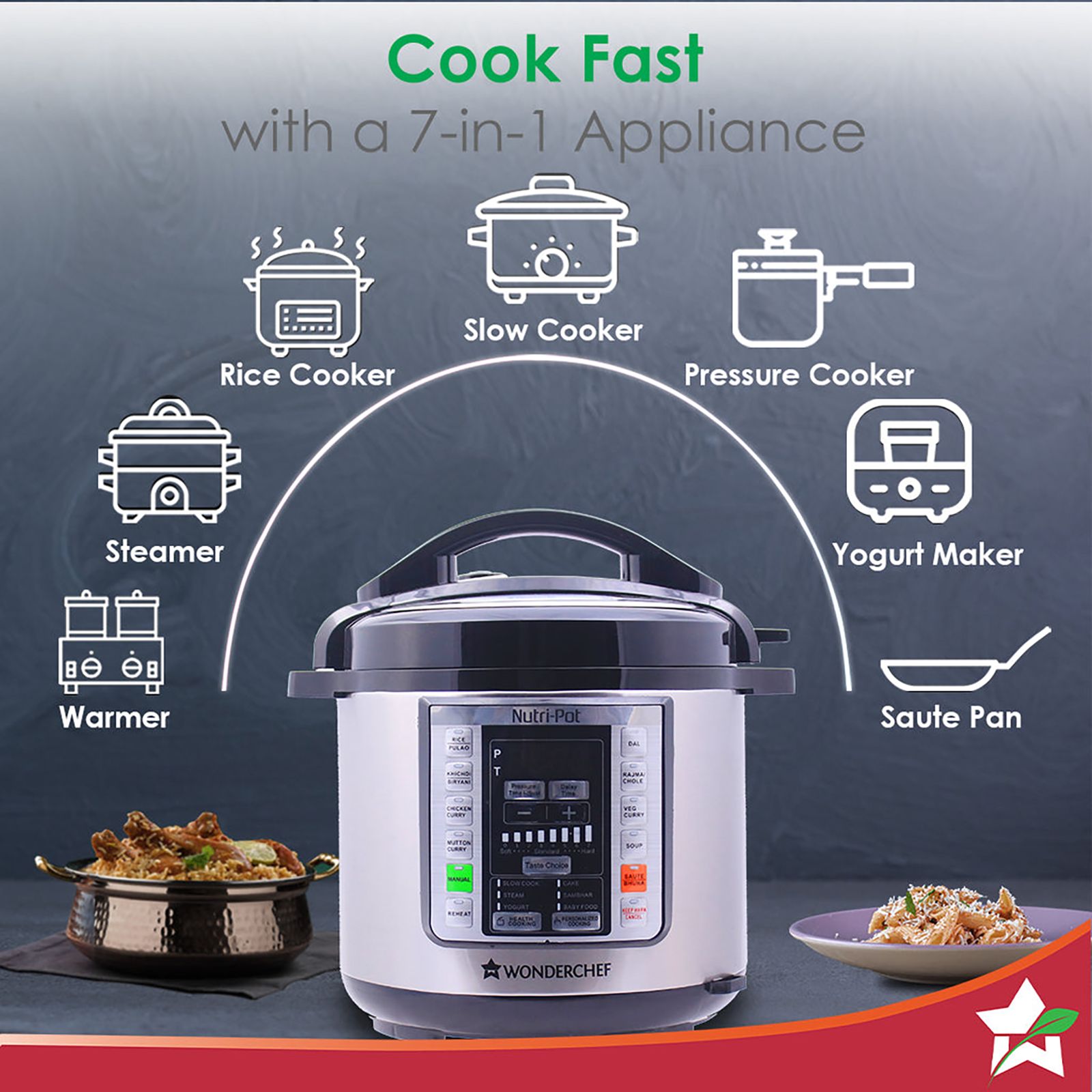 WONDERCHEF Nutri-Pot 6 Litre Electric Pressure Cooker with 7-in-1 Functions (Silver) WONDERCHEF Nutri-Pot 6 Litre Electric Pressure Cooker with 7-in-1 Functions (Silver)_10