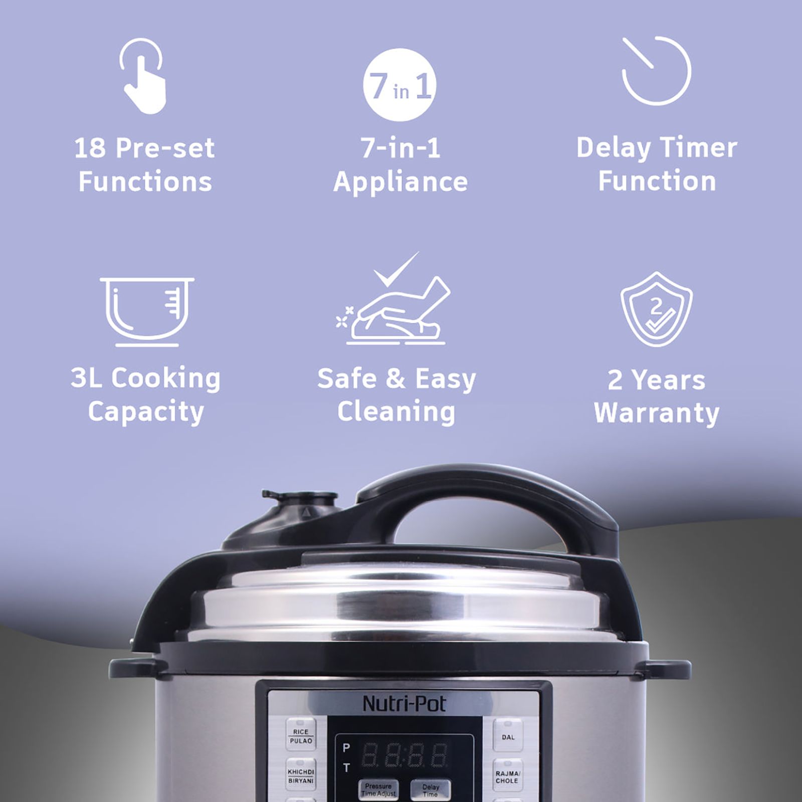 WONDERCHEF Nutri-Pot 3 Litre Electric Pressure Cooker with One Touch Operation (Silver) WONDERCHEF Nutri-Pot 3 Litre Electric Pressure Cooker with One Touch Operation (Silver)_9