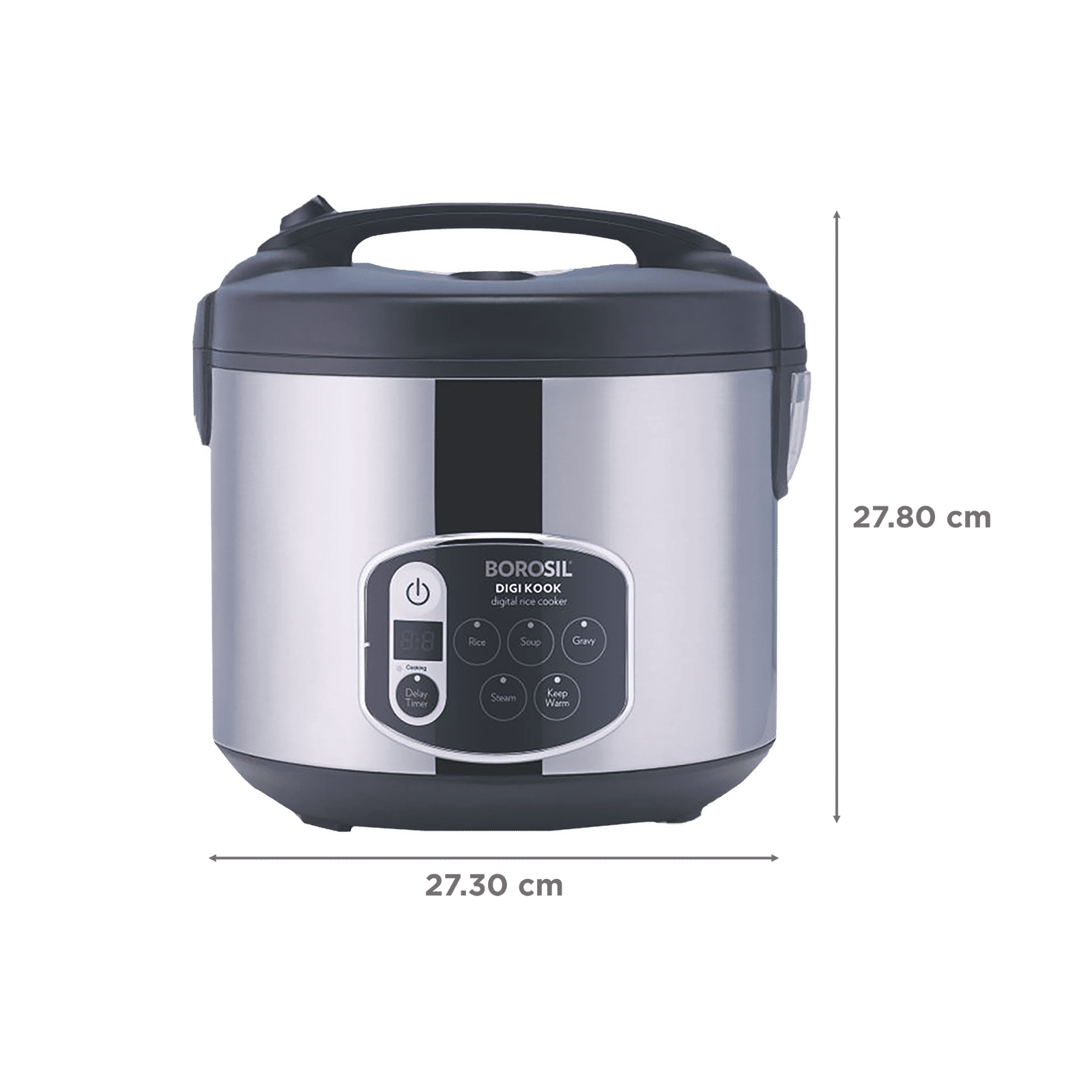 BOROSIL Digikook 1.8 Litre Electric Rice Cooker with Automatic Thermal Cutoff (Silver)_2