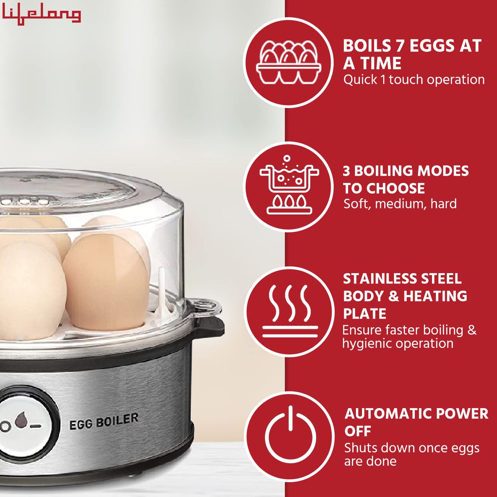 Lifelong LLEB05 7 Egg Electric Egg Boiler with Auto Shut Off (Silver) Lifelong LLEB05 7 Egg Electric Egg Boiler with Auto Shut Off (Silver)_8