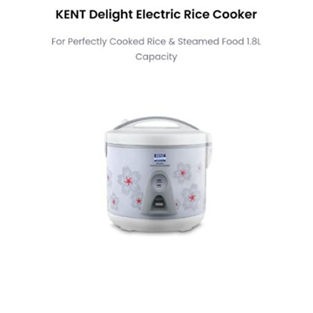 KENT Delight 1.8 Litre Electric Rice Cooker with Keep Warm Function (White)_5